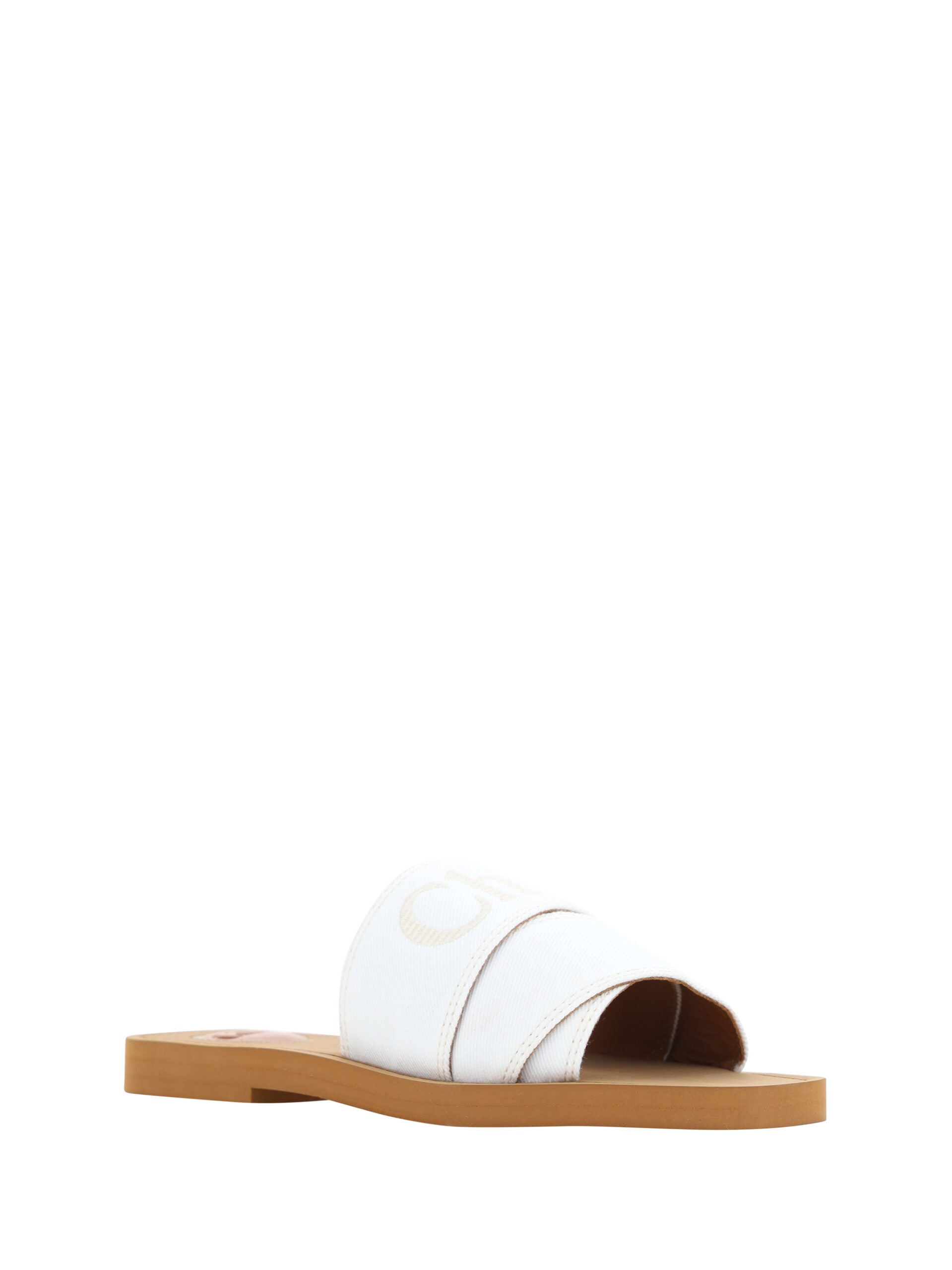 Chloé Elegante weiße Gleitsandalen aus Baumwolle