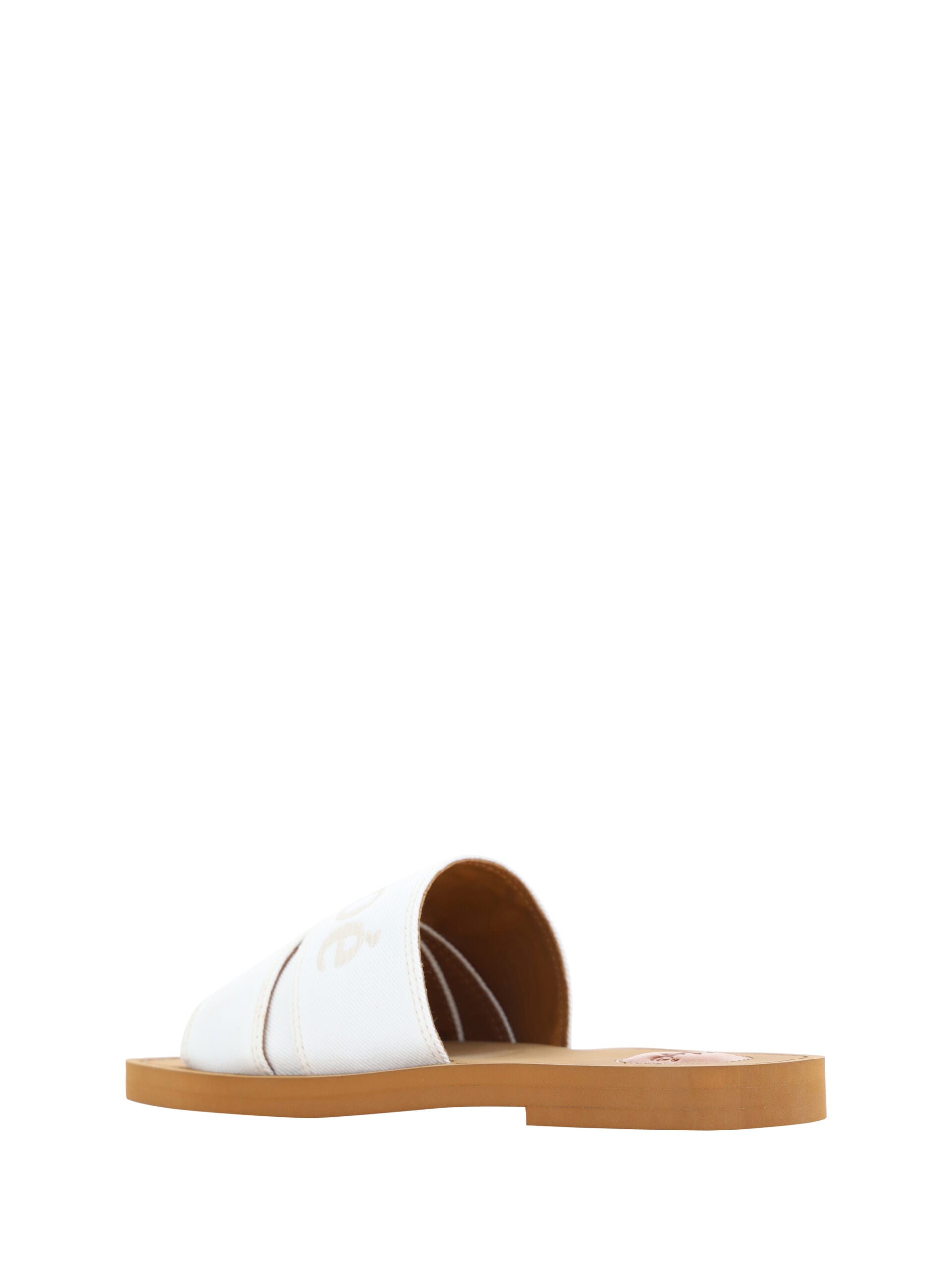 Chloé Elegante weiße Gleitsandalen aus Baumwolle