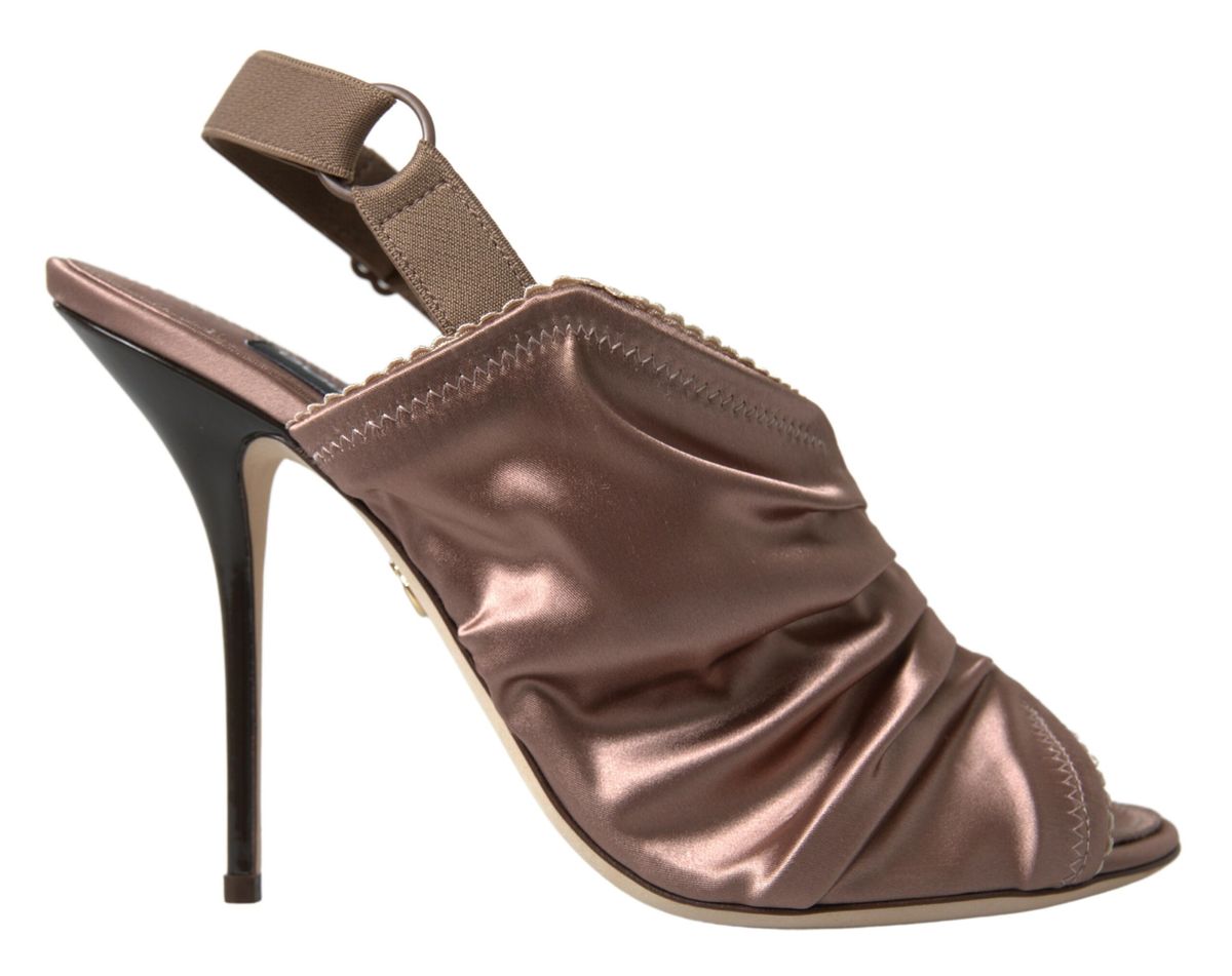 Dolce & Gabbana Hellbraune Slingback Stöckelschuhe mit Korsettverschluss