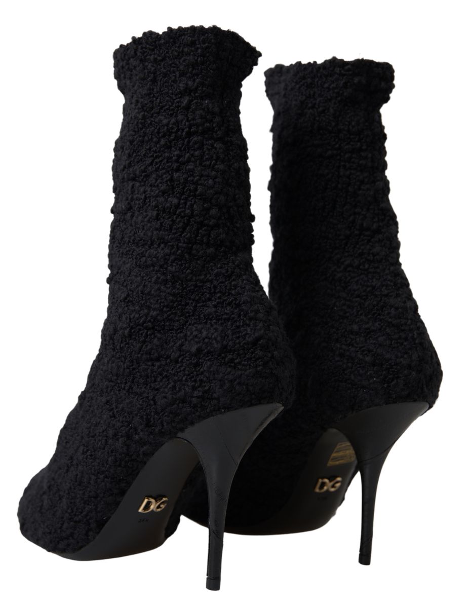 Dolce & Gabbana Schwarze Stiletto Heels Mittlere Wadenstiefel
