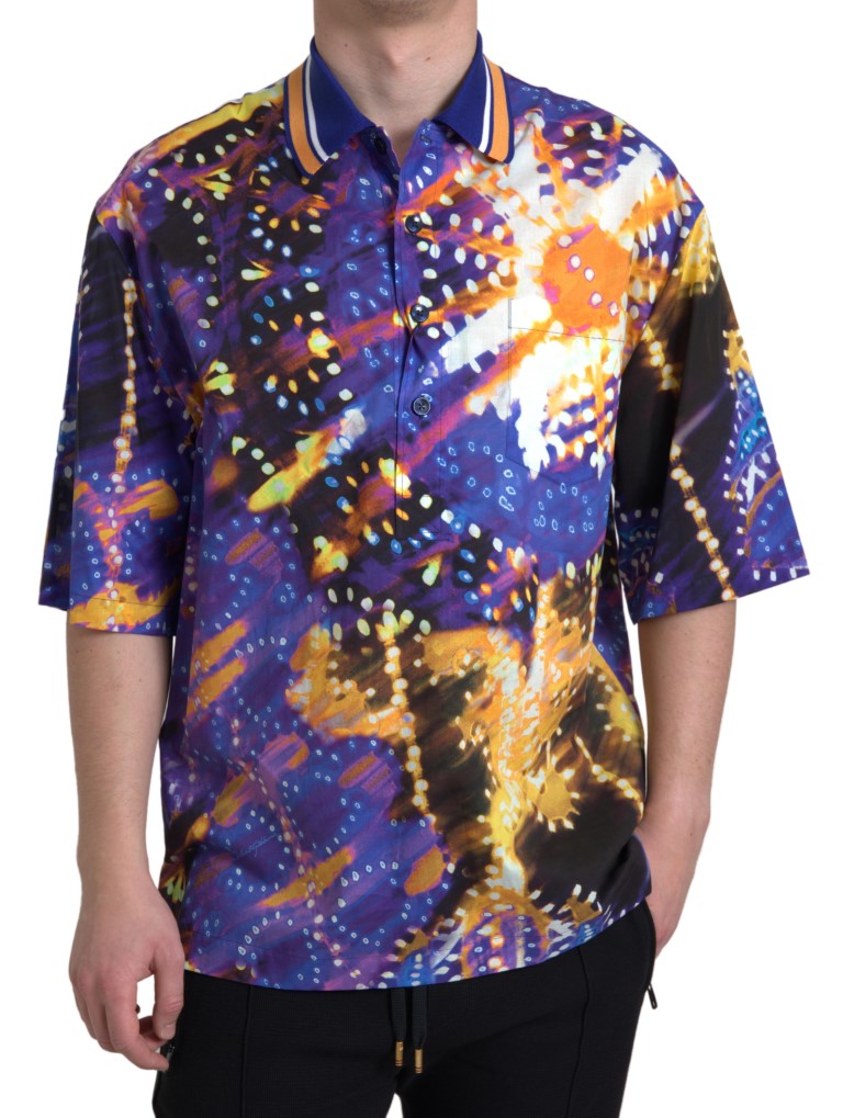Dolce & Gabbana Luminaire Print Baumwoll-Polo-Top Herren-Shirt