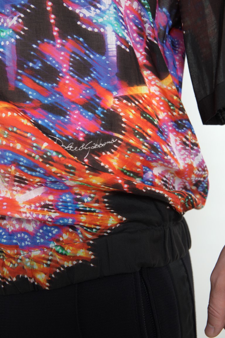 Dolce & Gabbana Multicolor Luminarie Print Herren Baumwollhemd