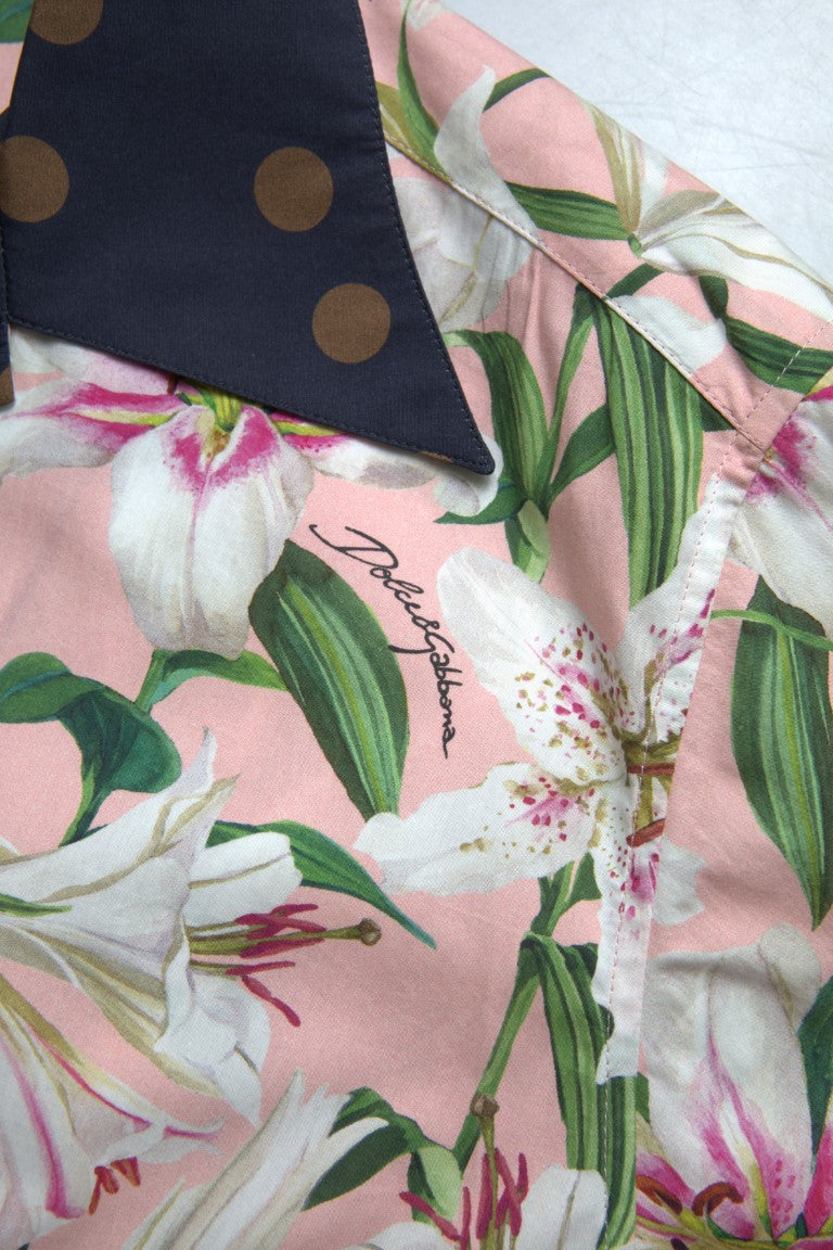 Dolce & Gabbana Baumwoll-Polka Dot Lily Print Hemd mit Kragen