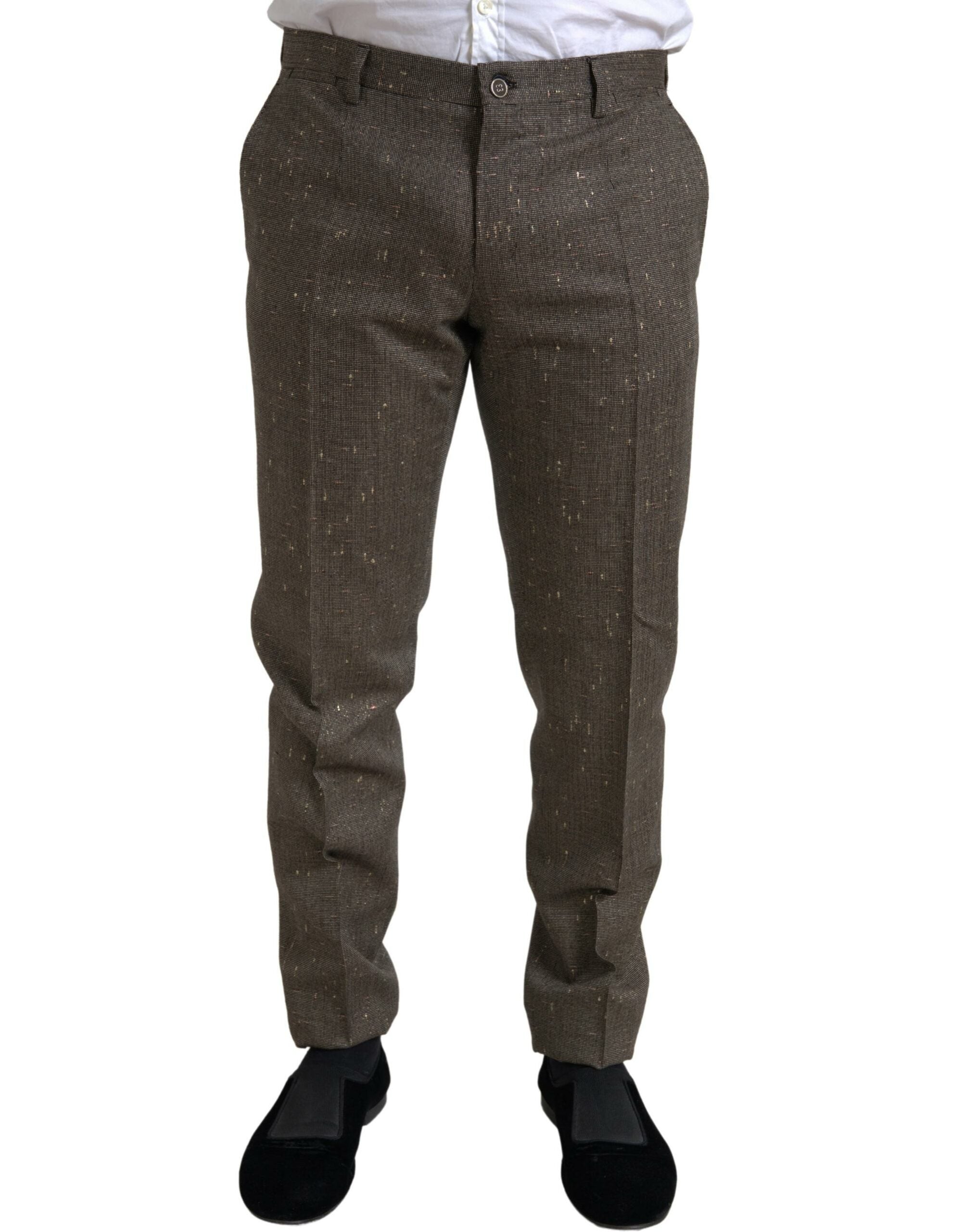 Dolce & Gabbana Braun Wolle Kleid Skinny Männer Hose Hose