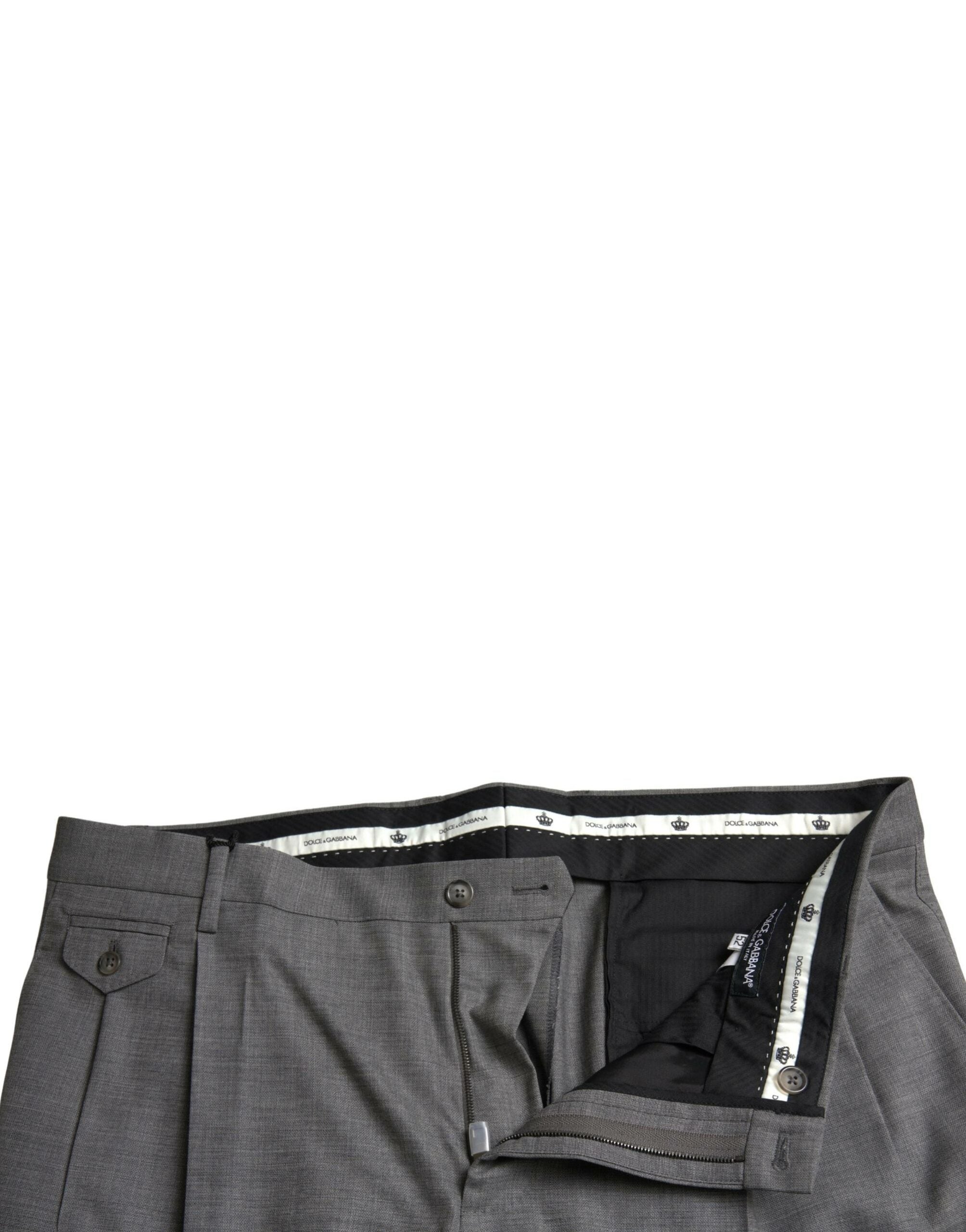 Dolce & Gabbana Graue Wolle Chino Skinny Männer Kleid Hose Hose