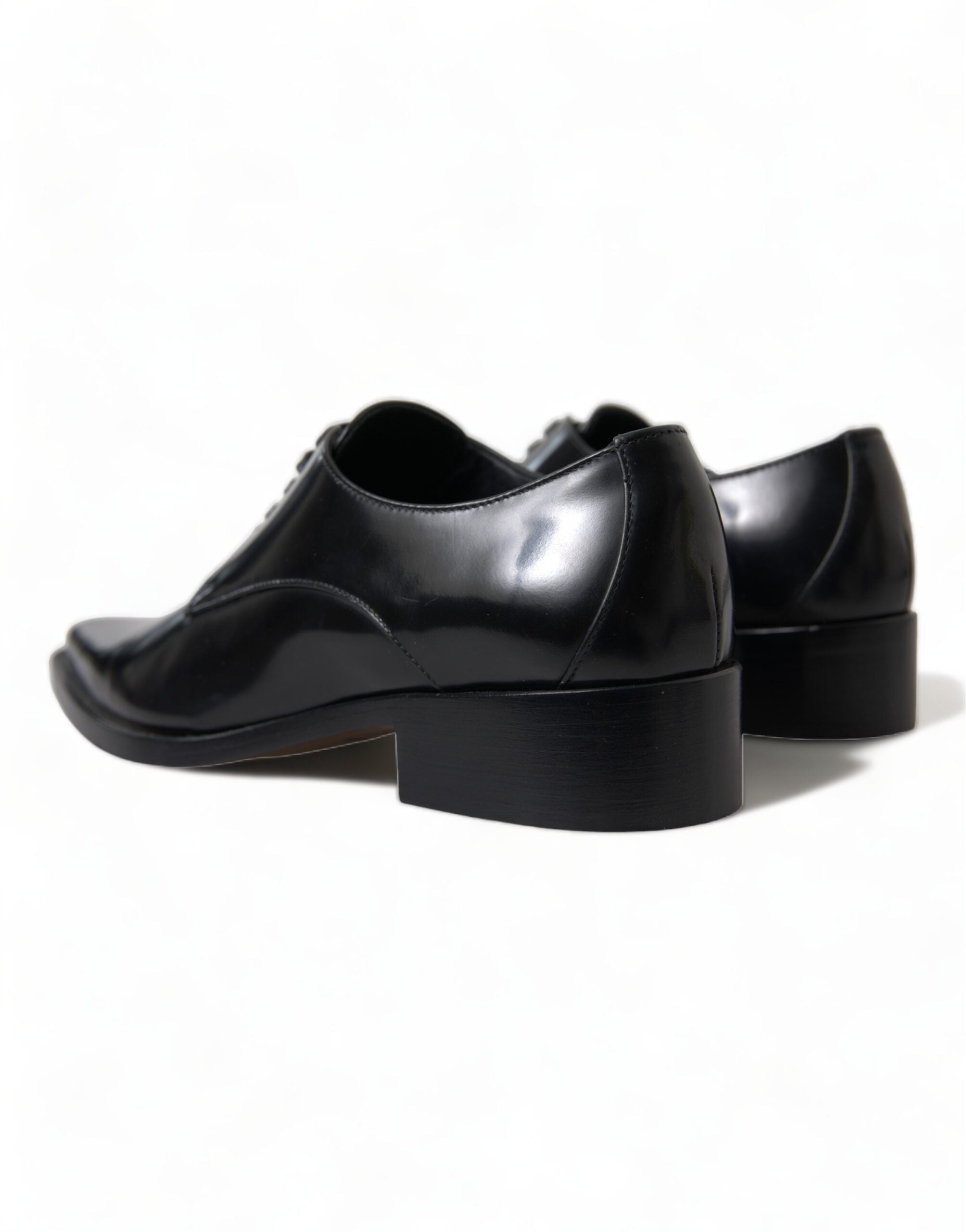 Dolce & Gabbana Schwarze Leder Schnürschuhe Formal Flats Schuhe