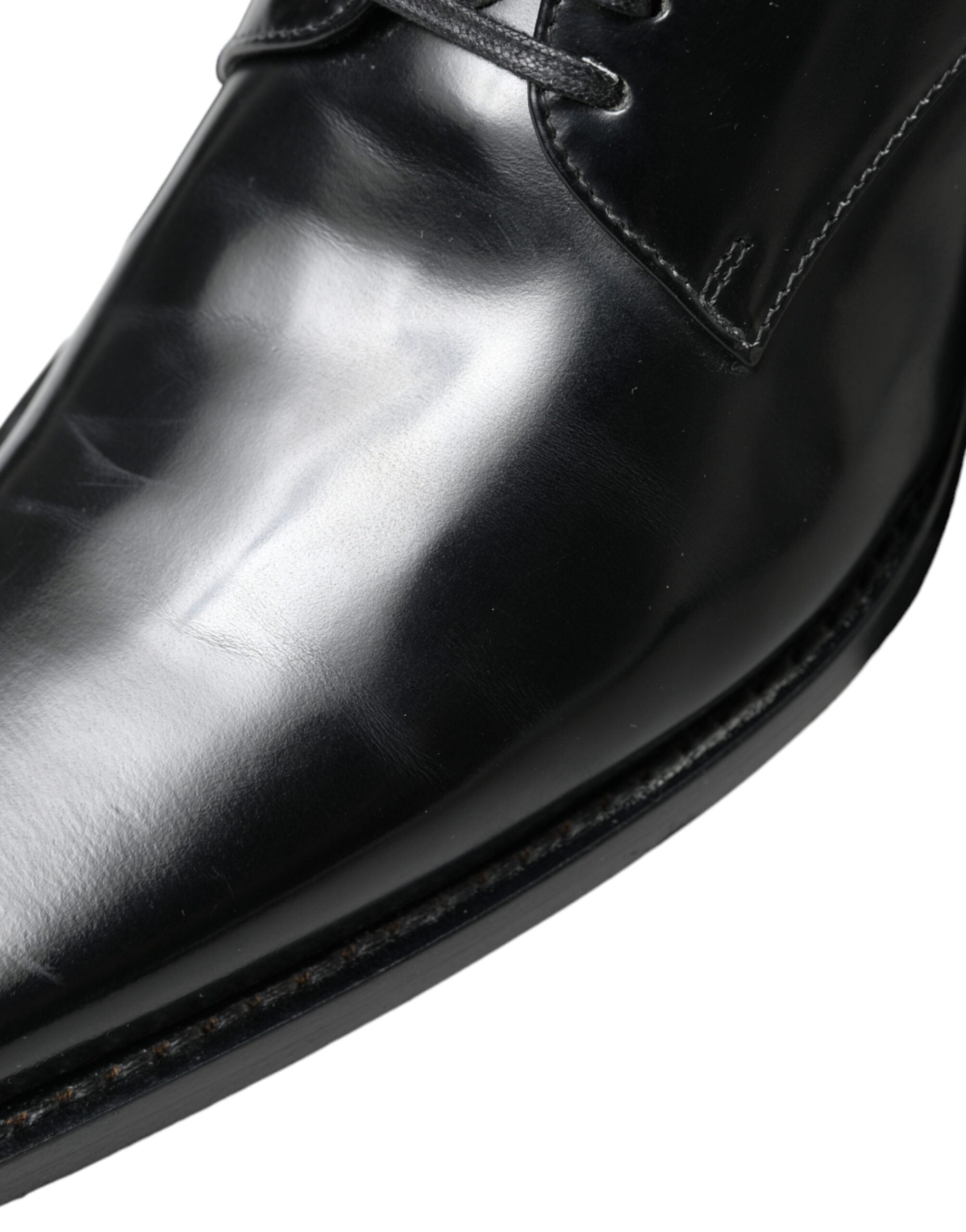 Dolce & Gabbana Schwarze Leder Schnürschuhe Formal Flats Schuhe
