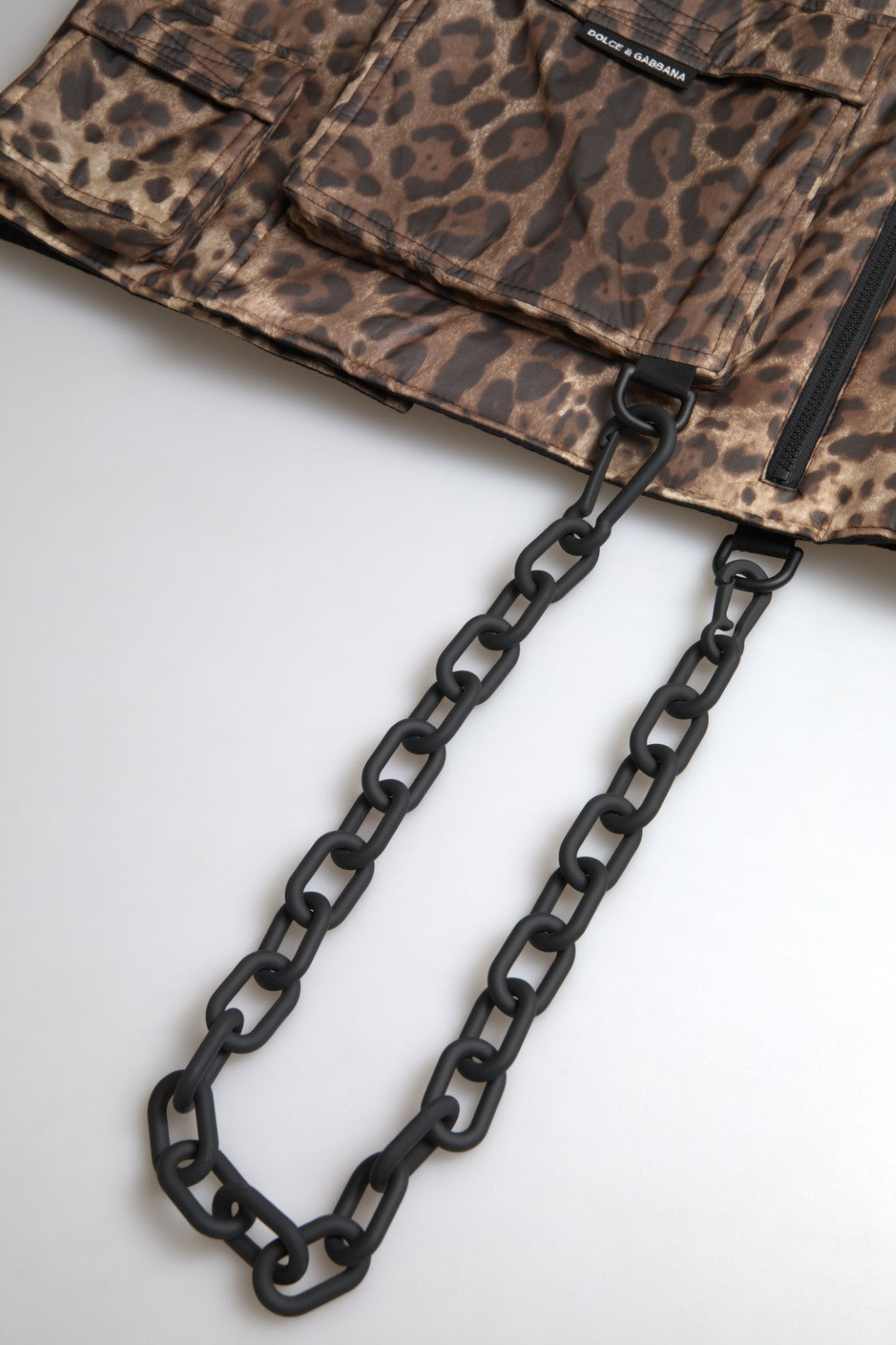 Dolce & Gabbana Brauner Leopard Seide ärmellose Sportbekleidung