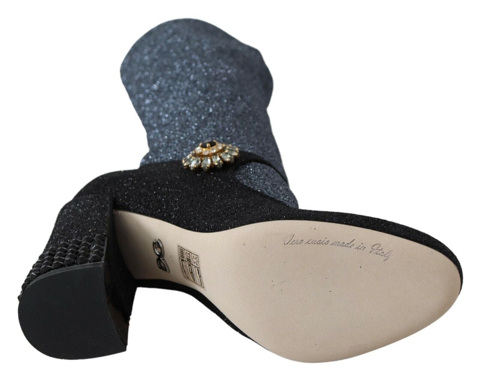 Dolce & Gabbana Schwarz Kristall Mary Janes Booties Schuhe