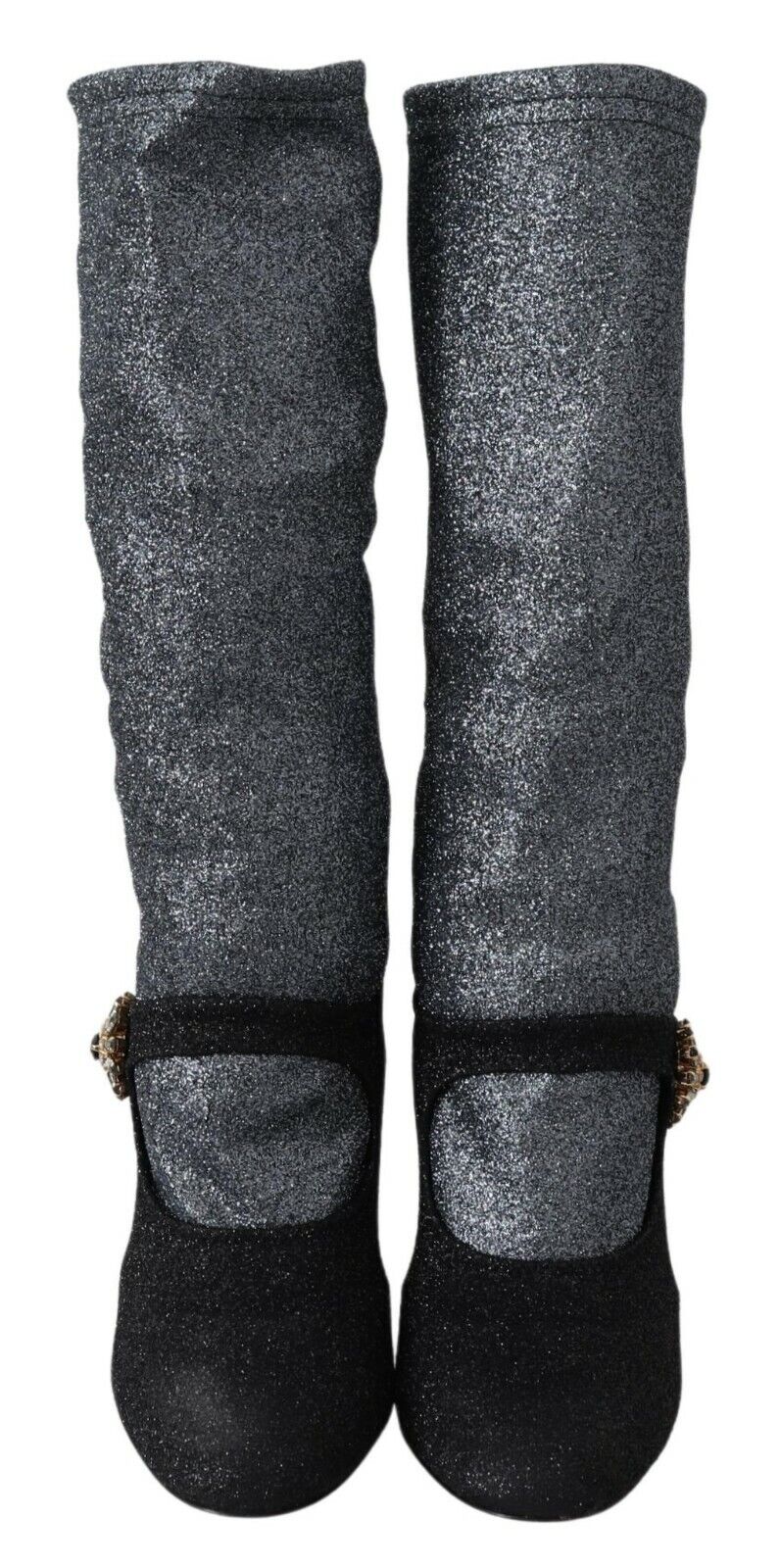 Dolce & Gabbana Schwarz Kristall Mary Janes Booties Schuhe
