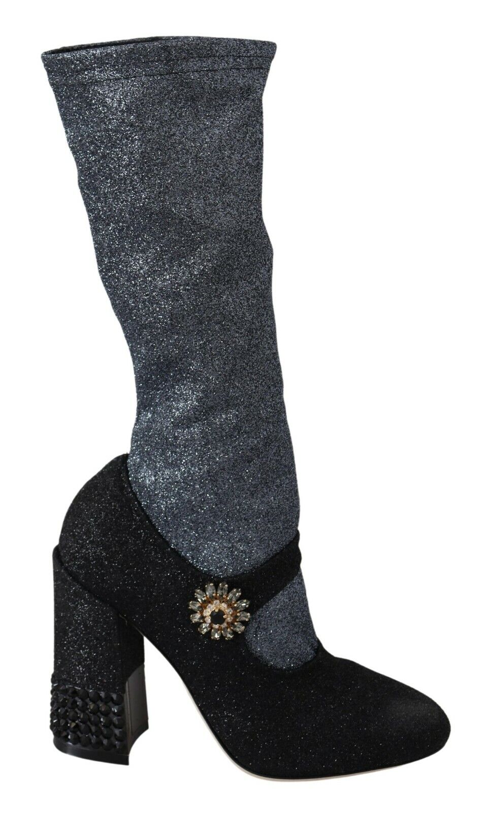 Dolce & Gabbana Schwarz Kristall Mary Janes Booties Schuhe