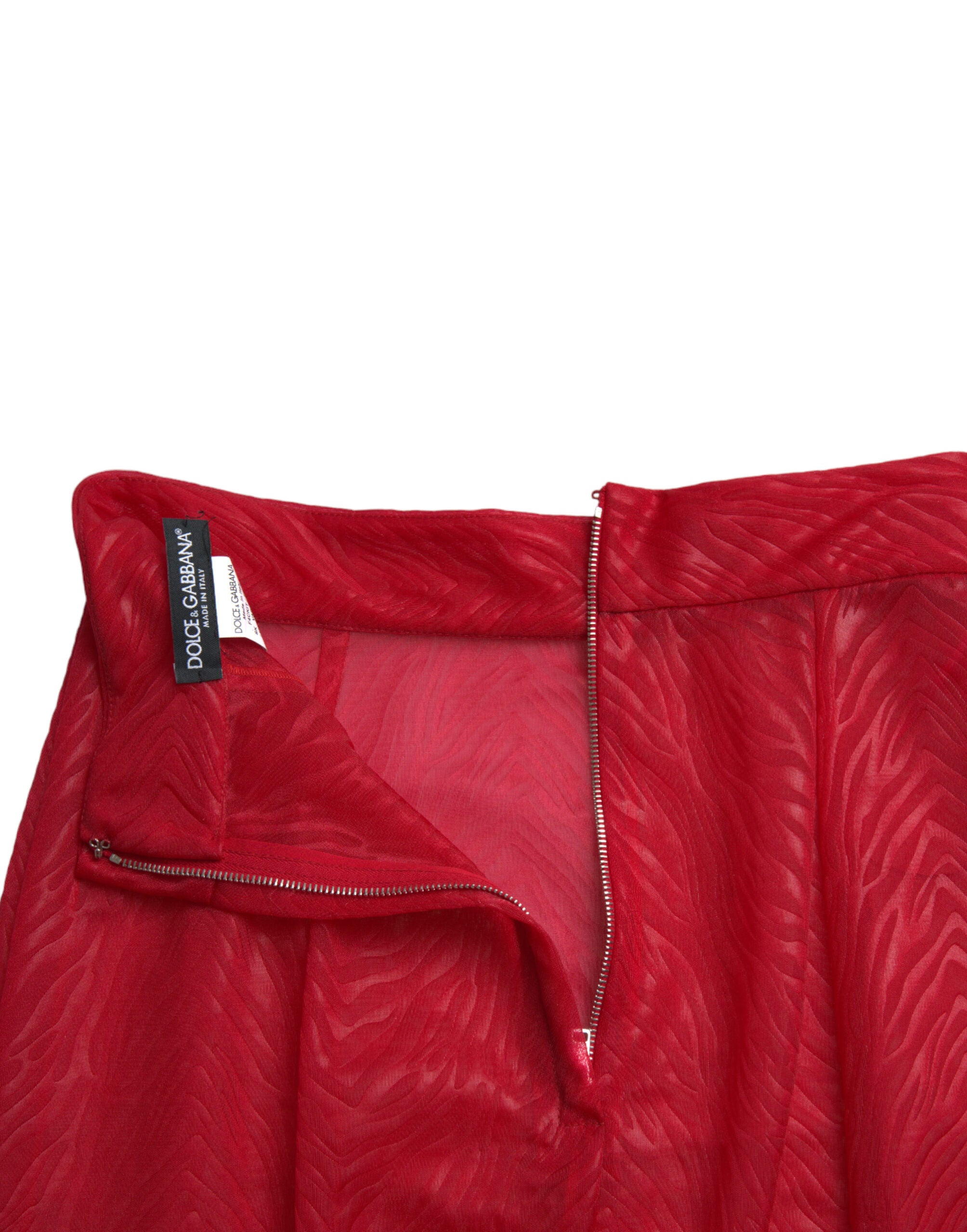 Dolce & Gabbana Roter durchsichtiger Midirock mit hoher Taille und Bleistiftschnitt