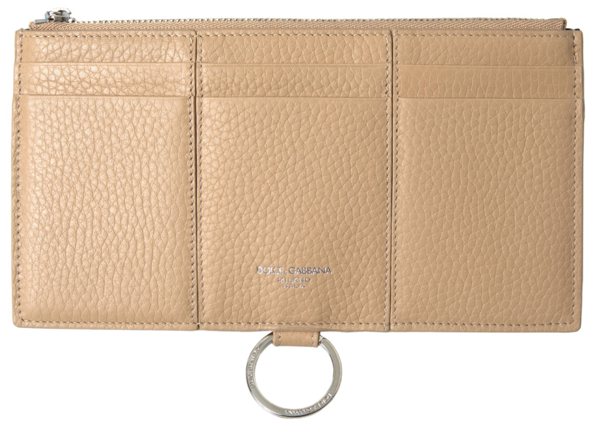 Dolce & Gabbana Beige Leder Schulter Kartenhalter Schulterriemen Brieftasche
