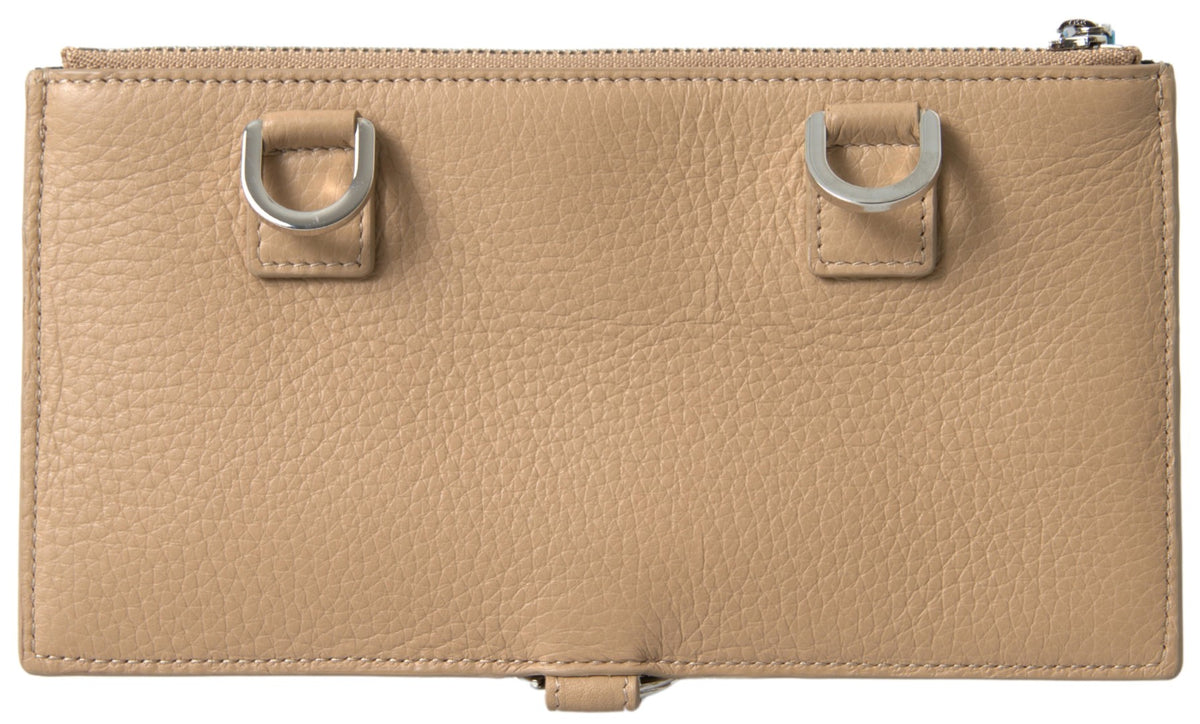 Dolce & Gabbana Beige Leder Schulter Kartenhalter Schulterriemen Brieftasche