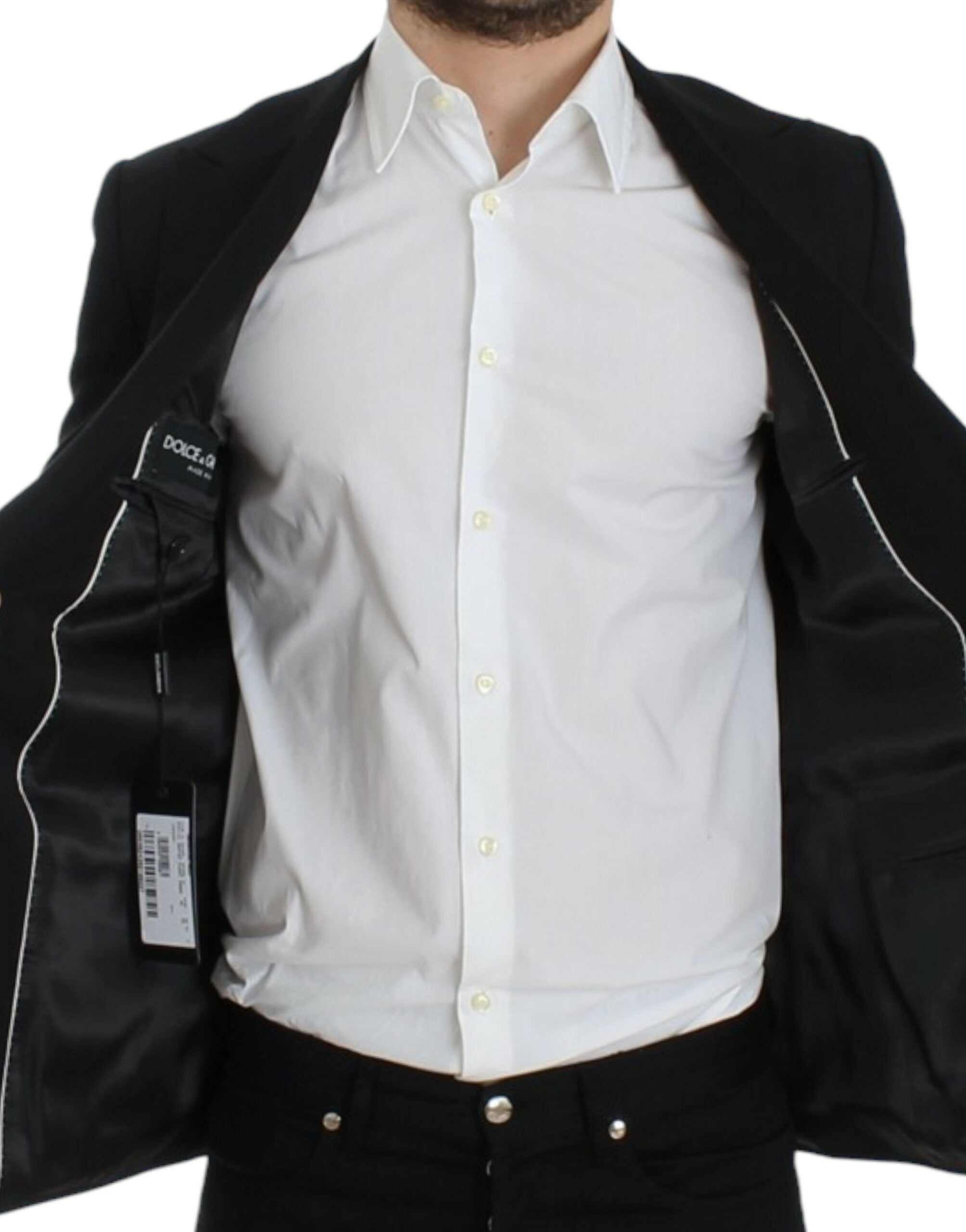 Dolce & Gabbana Schwarzer schmal geschnittener Wollblazer