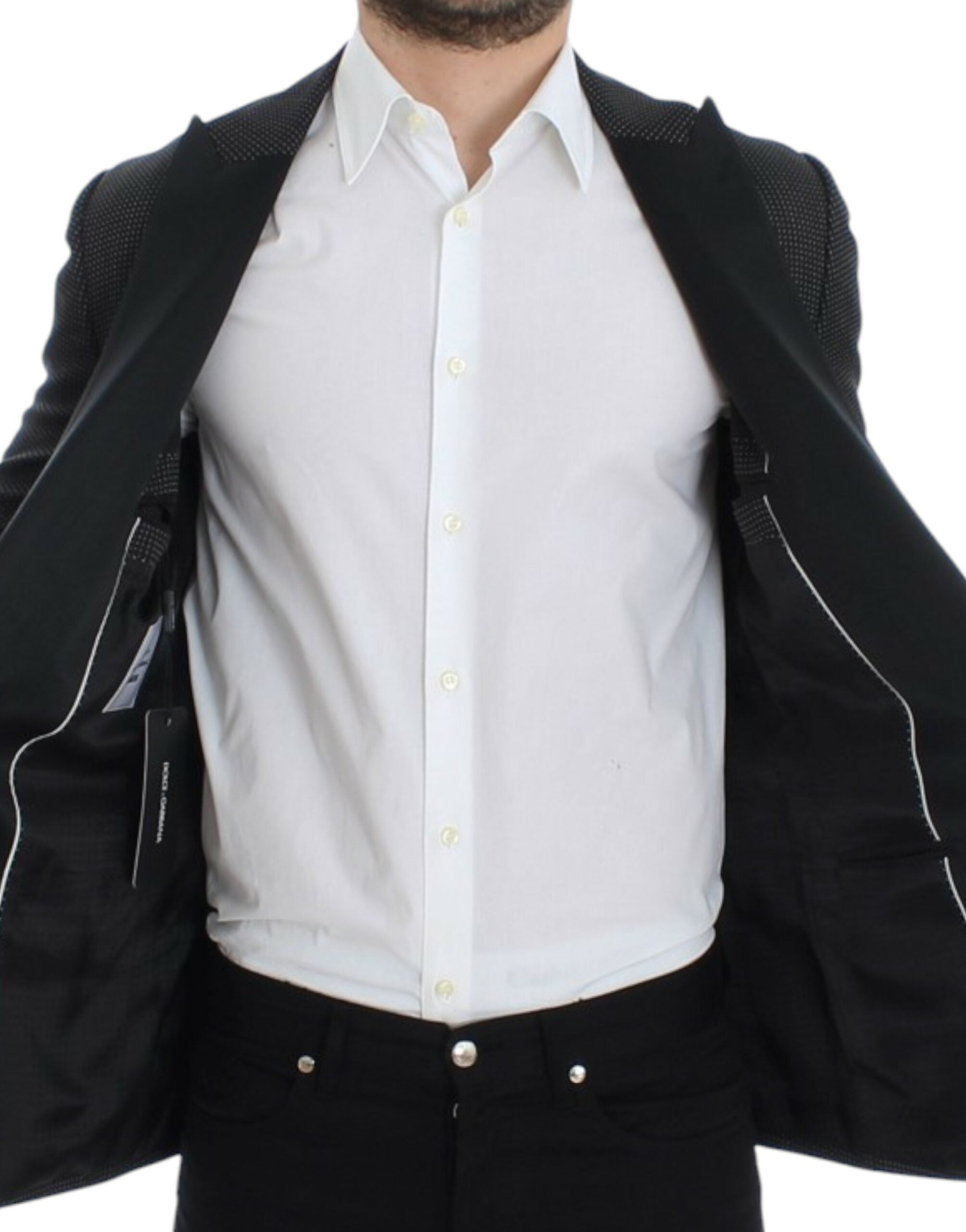 Dolce & Gabbana Schwarzer schmaler MARTINI Blazer aus Wolle