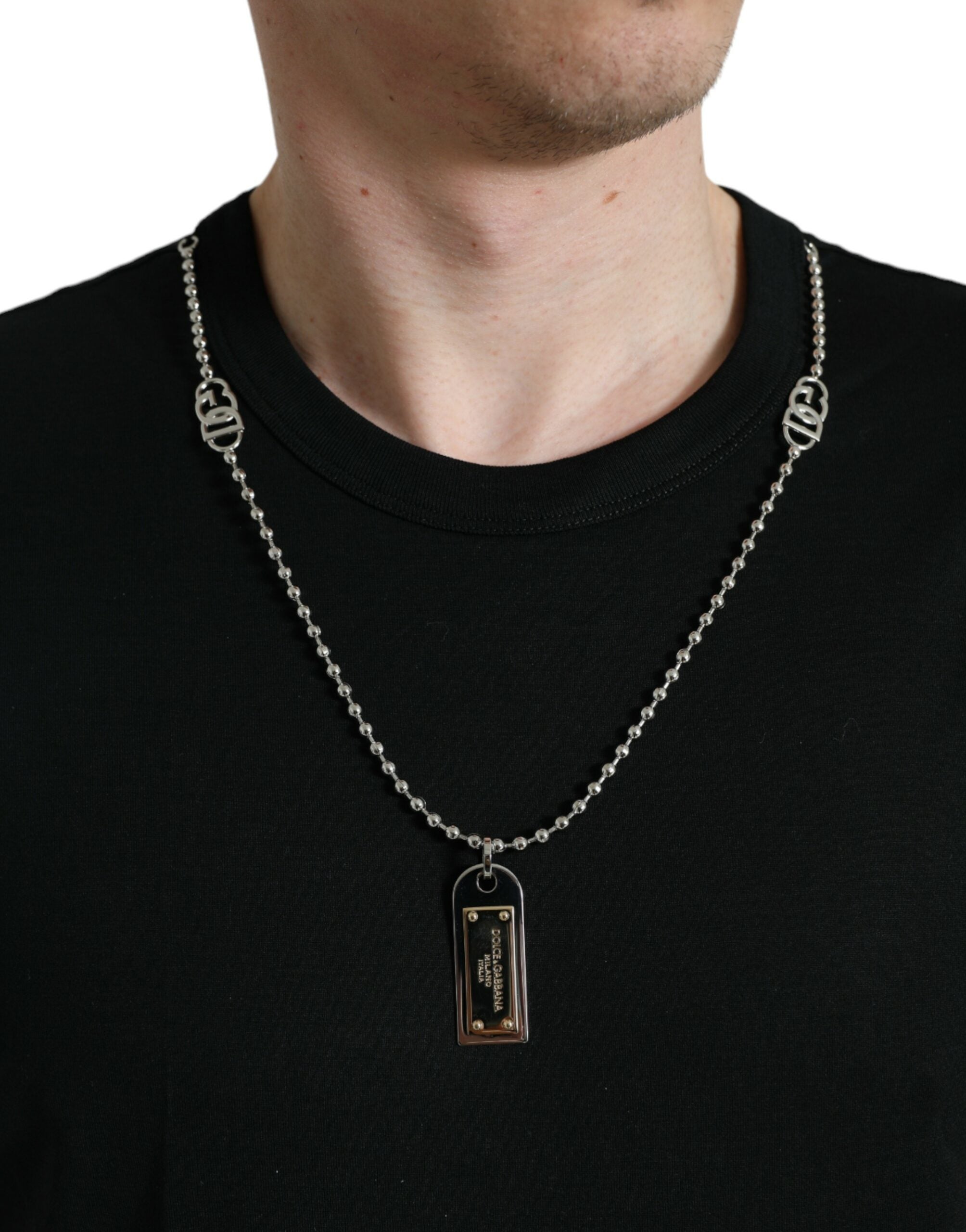 Dolce & Gabbana Schwarzes Baumwoll-T-Shirt mit Rundhalsausschnitt