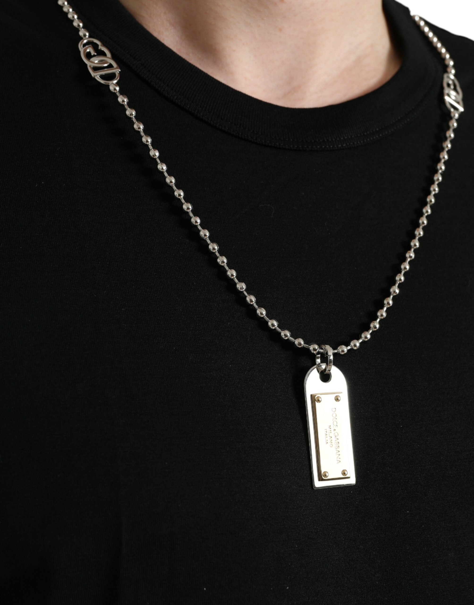 Dolce & Gabbana Schwarzes Baumwoll-T-Shirt mit Rundhalsausschnitt