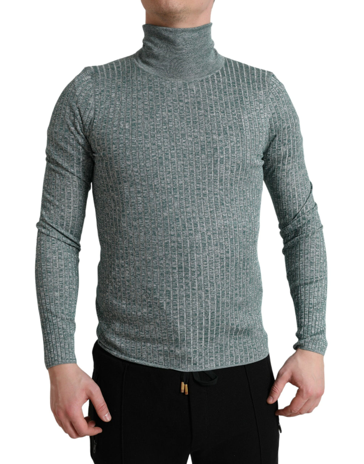 Dolce & Gabbana Grüner Polyester-Rollkragenpullover