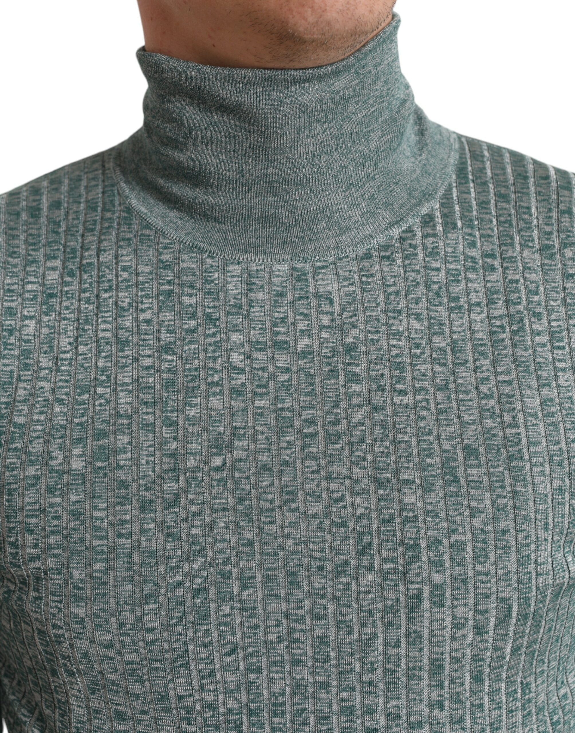 Dolce & Gabbana Grüner Polyester-Rollkragenpullover