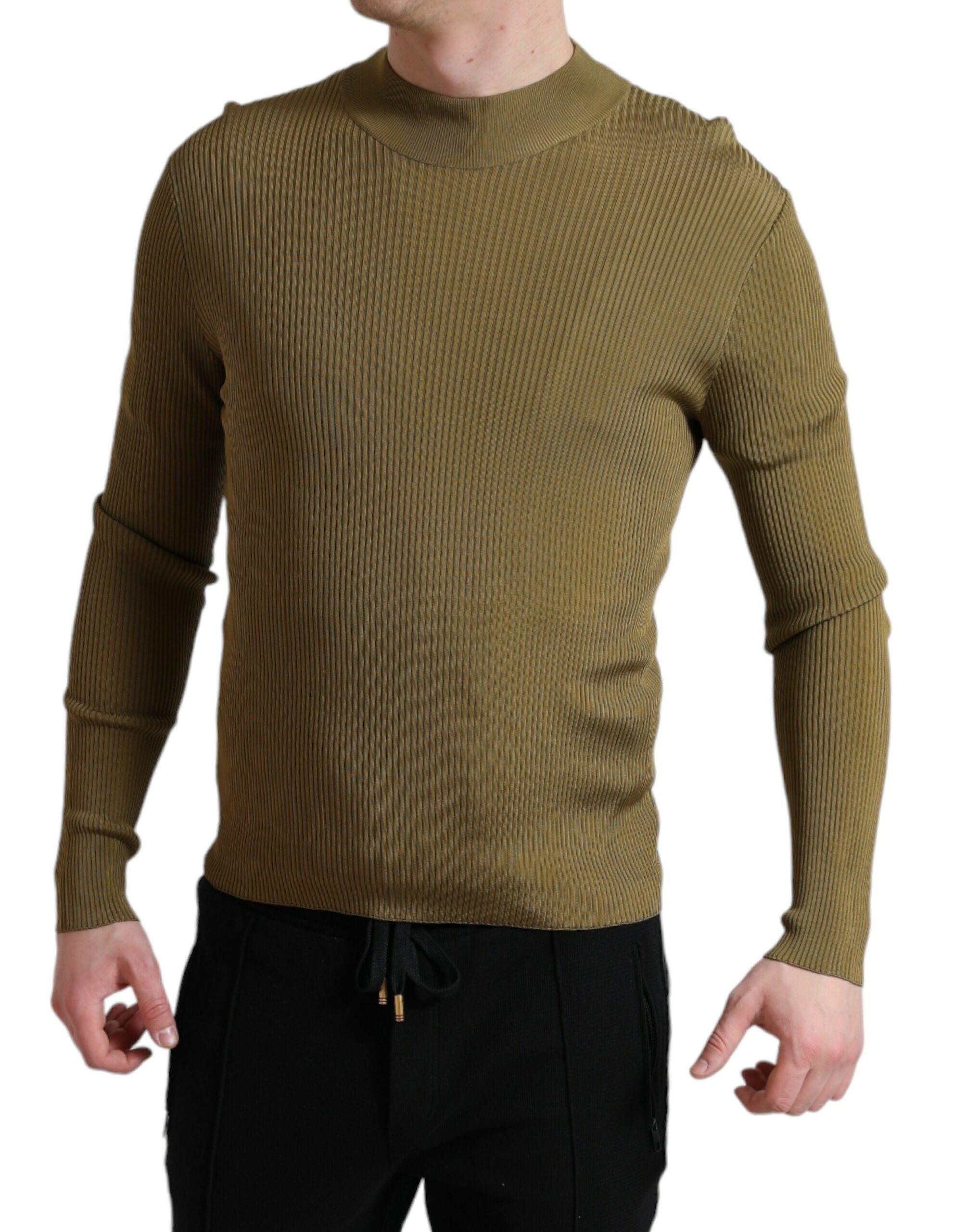 Dolce & Gabbana Armeegrüner Pullover aus Viskose mit Rundhalsausschnitt
