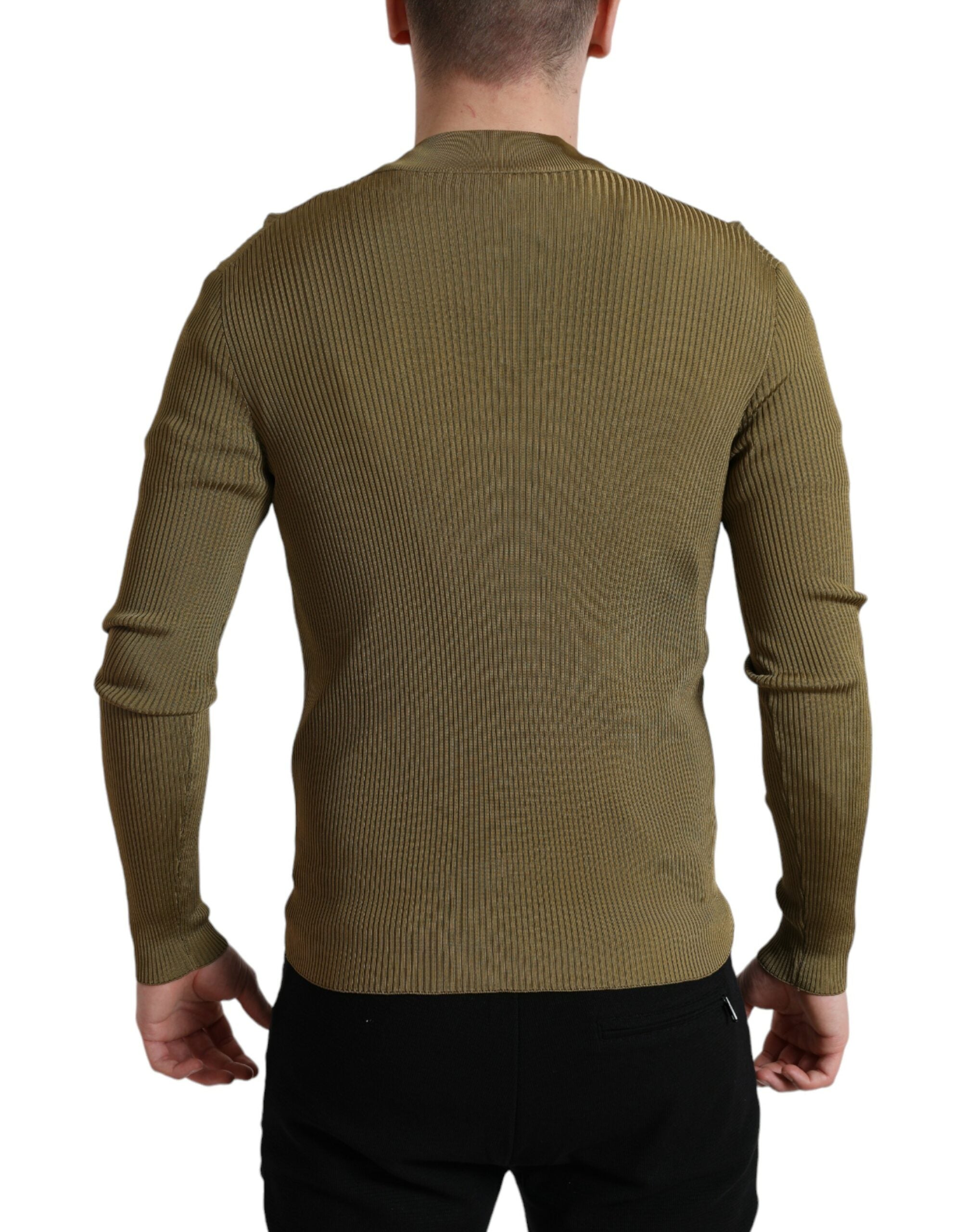 Dolce & Gabbana Armeegrüner Pullover aus Viskose mit Rundhalsausschnitt