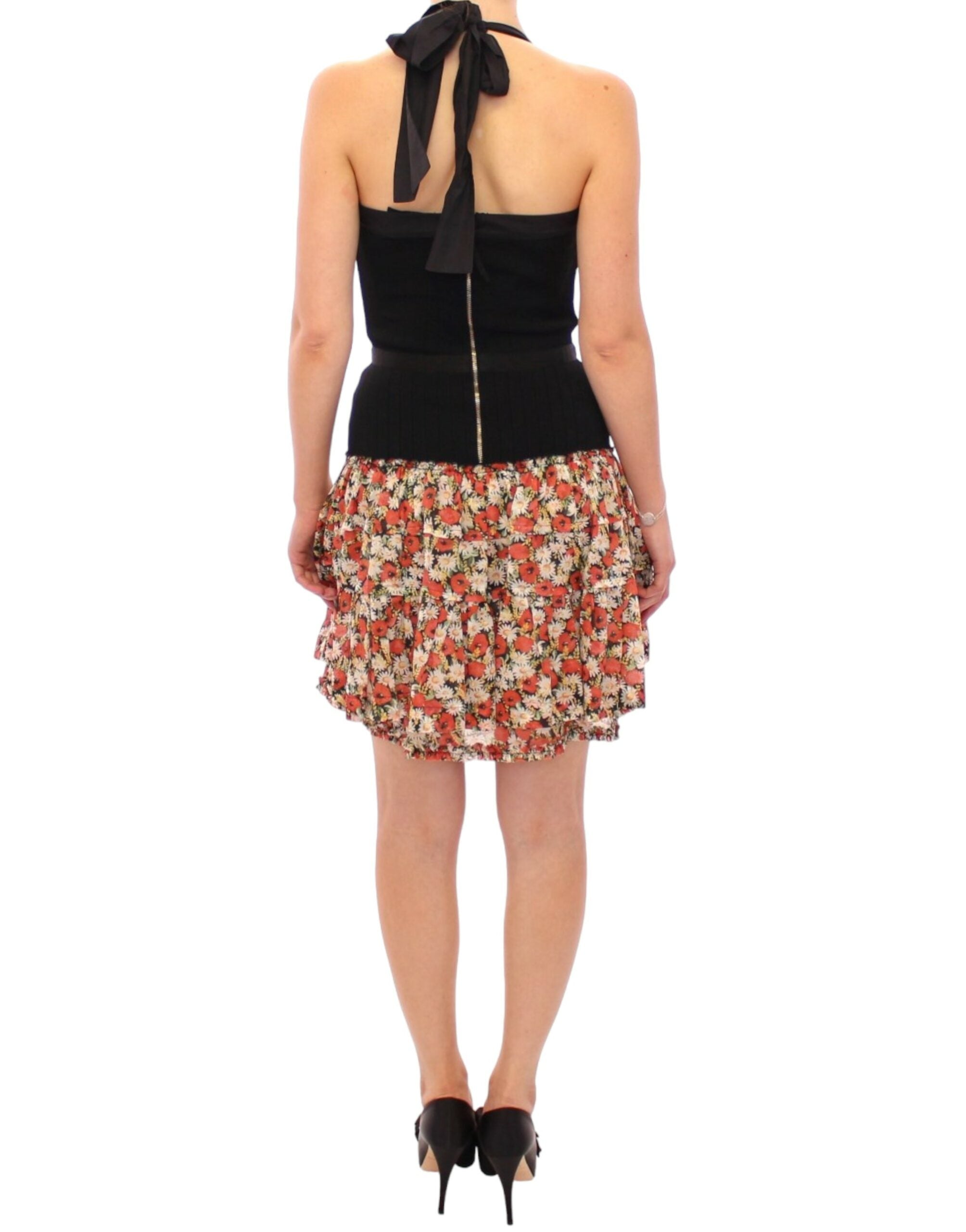 Dolce & Gabbana Multicolor geblümtes Kleid mit Neckholder-Ausschnitt