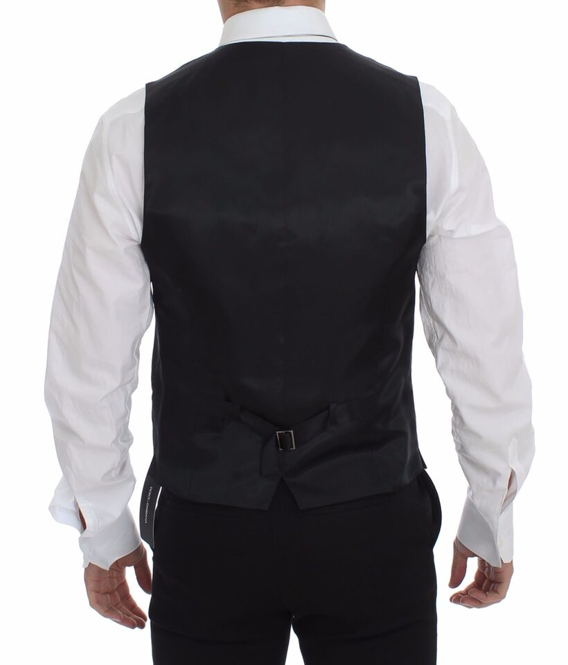 Dolce & Gabbana Graue Slim Fit Button Front Kleid Formelle Weste