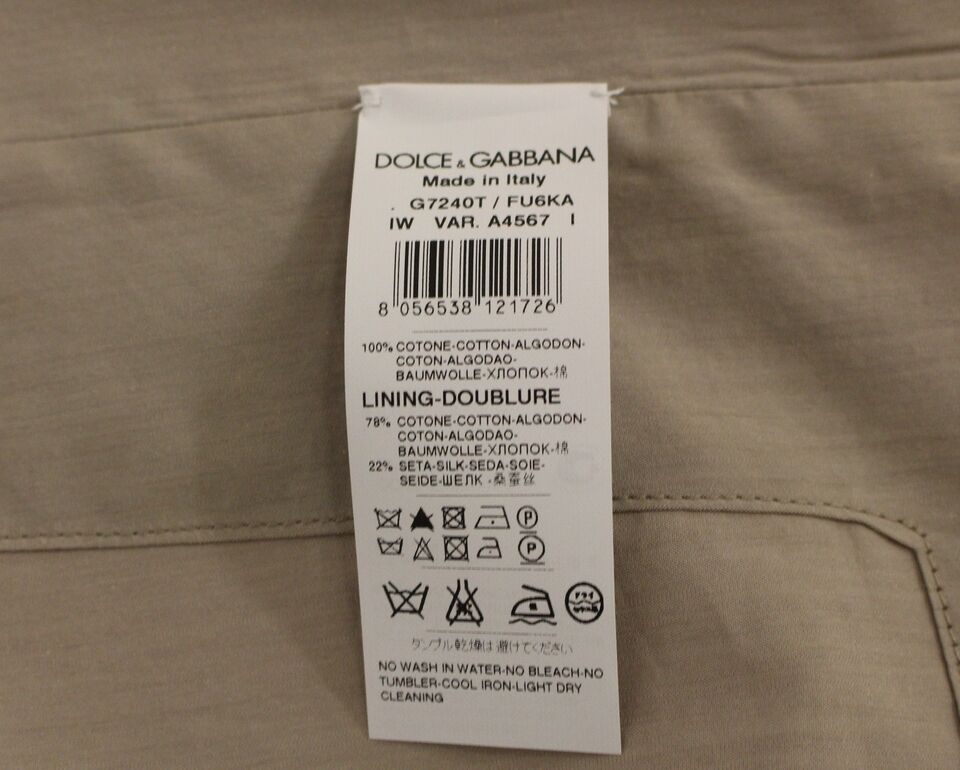 Dolce & Gabbana Beige Baumwolle Slim Fit Button Front Kleid Weste