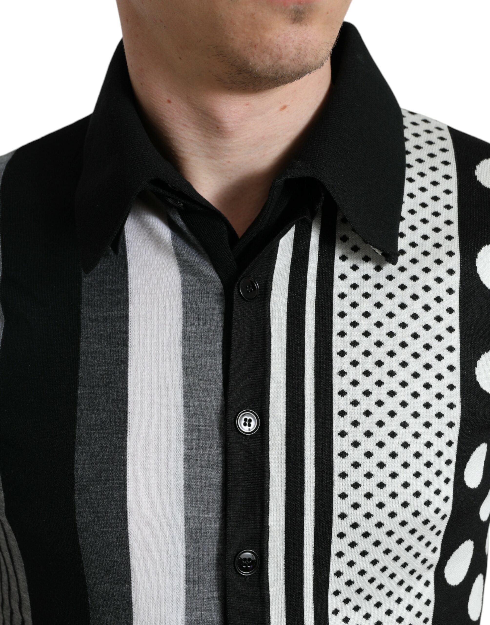 Dolce & Gabbana Schwarz Weiß Pullover Strickjacke Polo Pullover