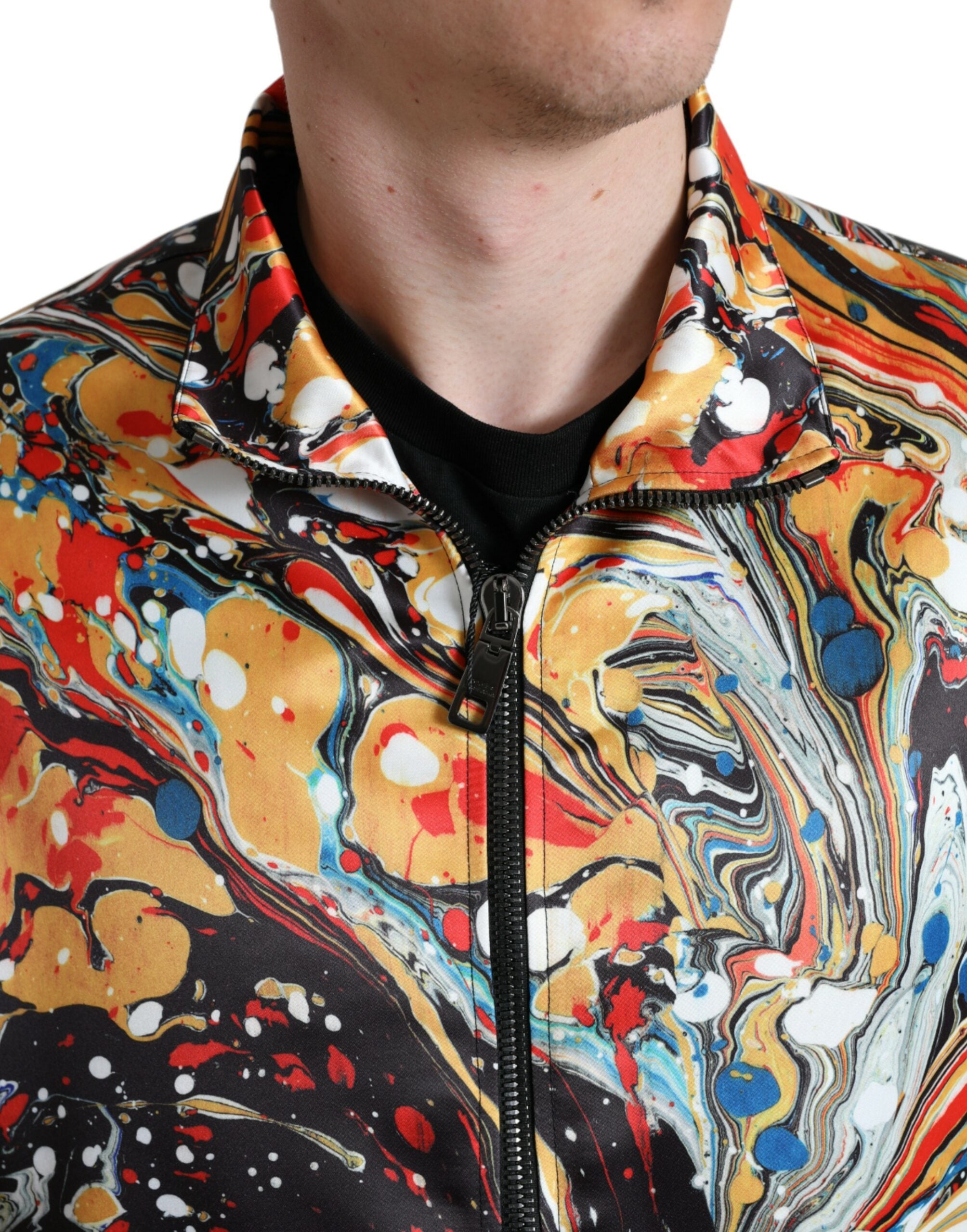 Dolce & Gabbana Mehrfarbige abstrakte Polyester-Bomberjacke