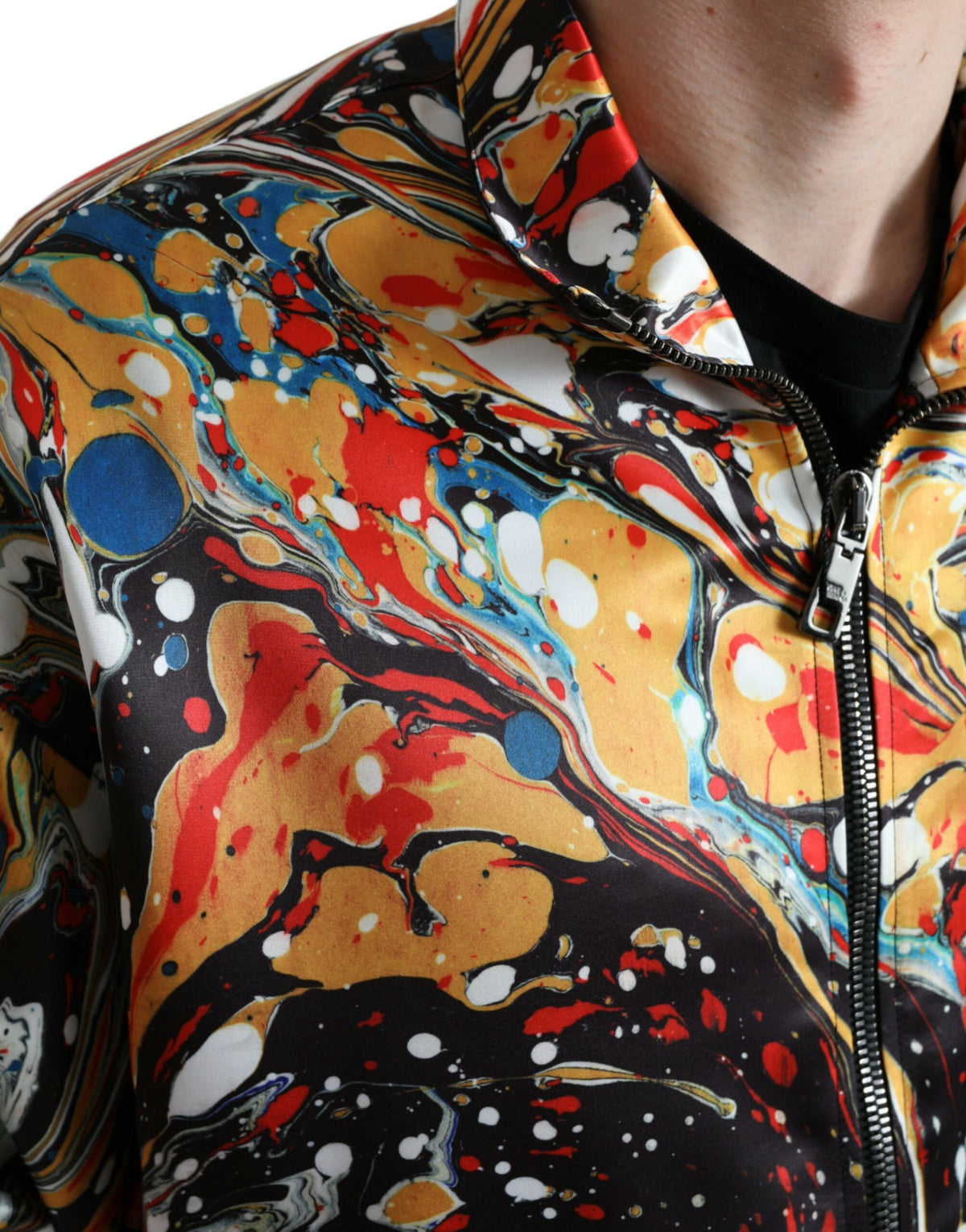 Dolce & Gabbana Mehrfarbige abstrakte Polyester-Bomberjacke