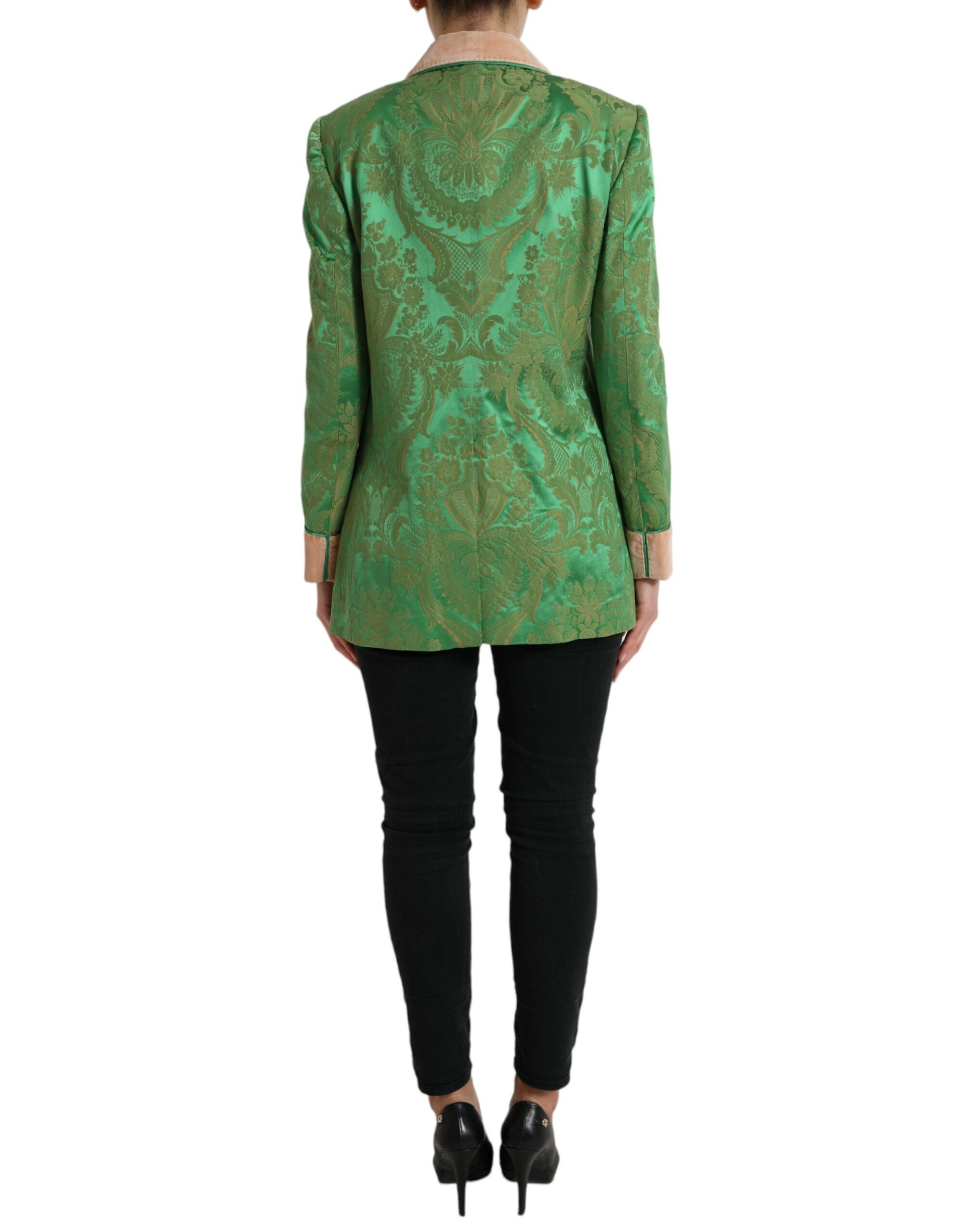 Dolce & Gabbana Grüner geblümter Zweireiher Mantel Jacke