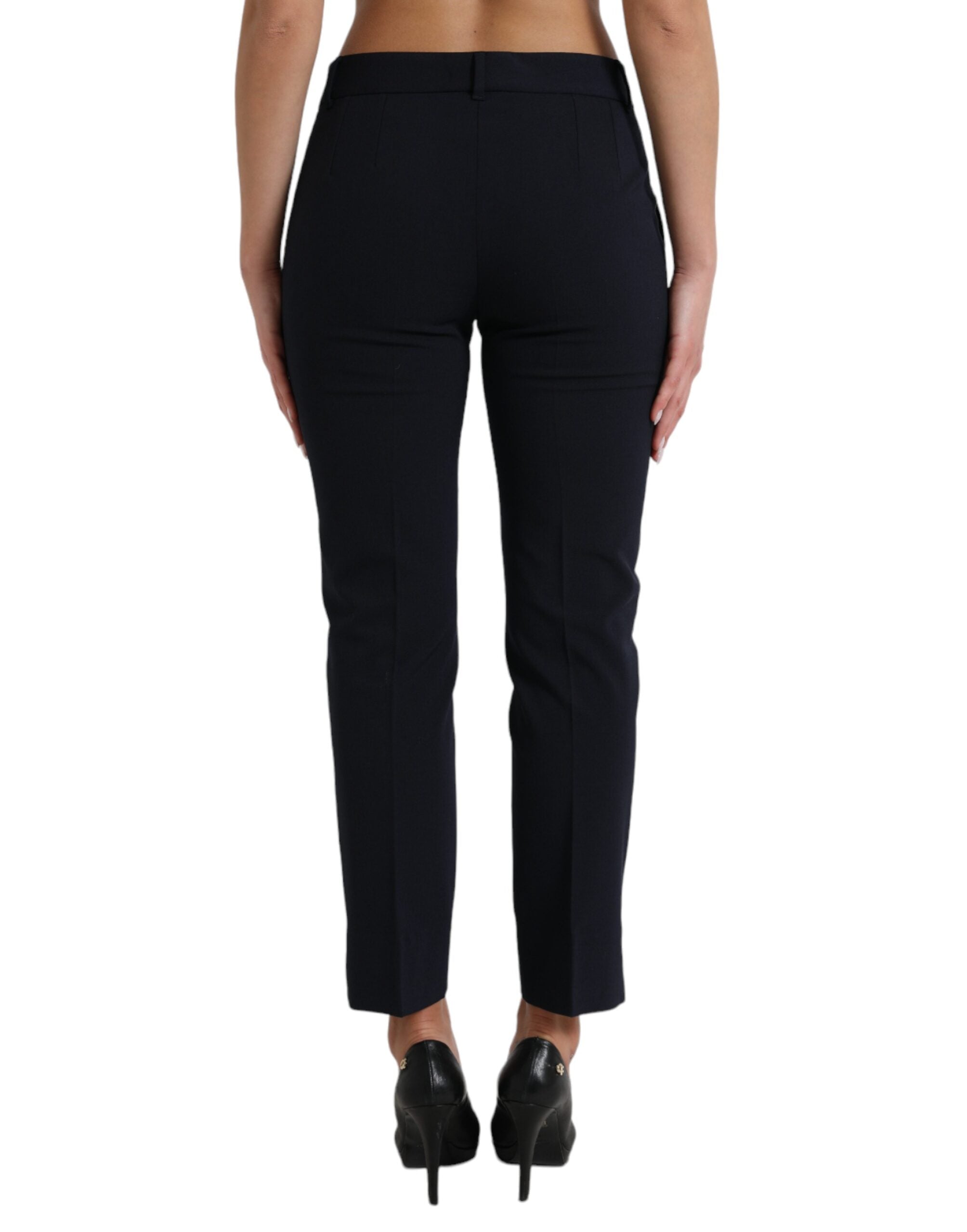 Dolce & Gabbana Blaue Mid Waist Tapered Cropped Pants