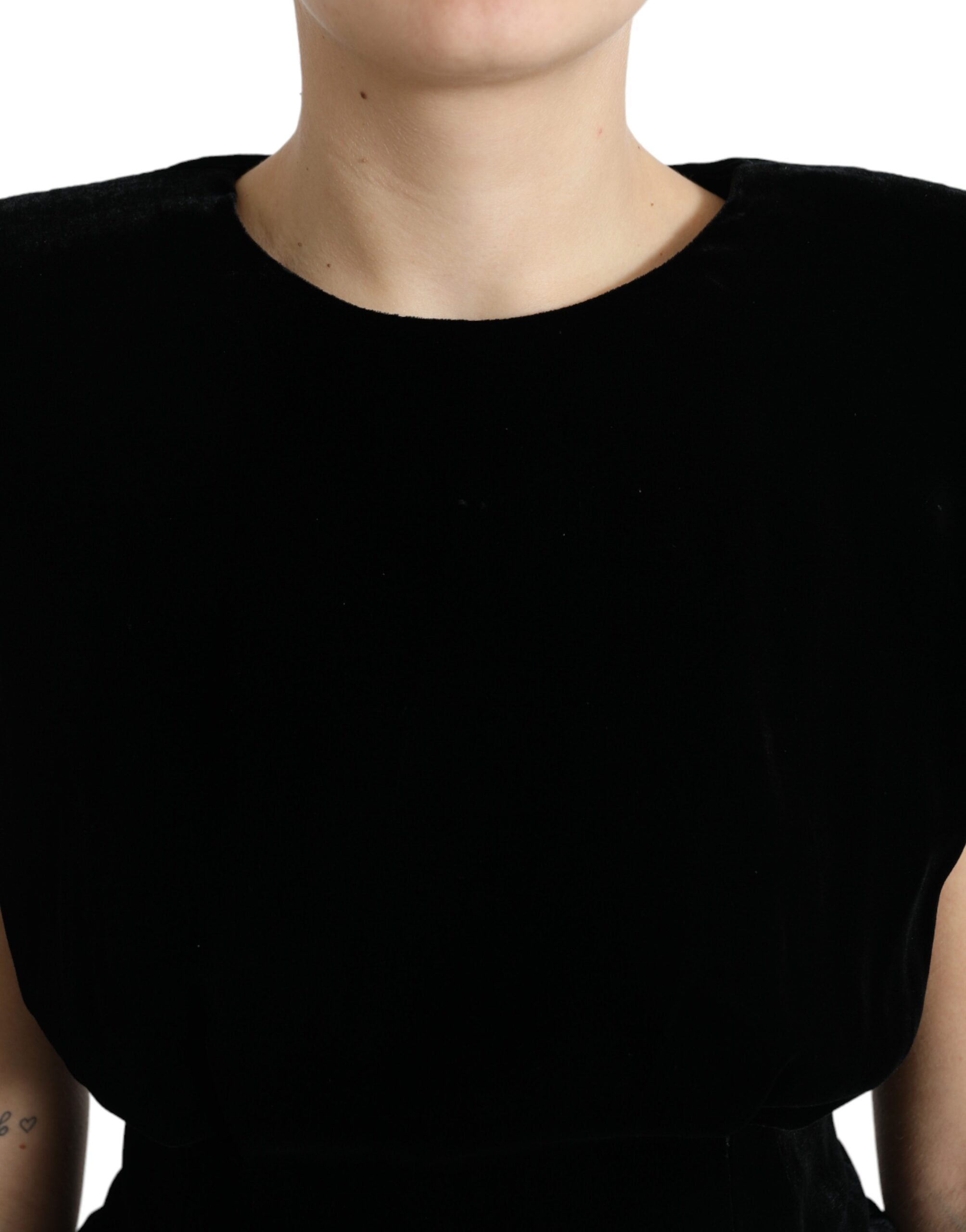 Dolce & Gabbana Schwarzes Blusentop aus Samt mit gepolsterten Schultern