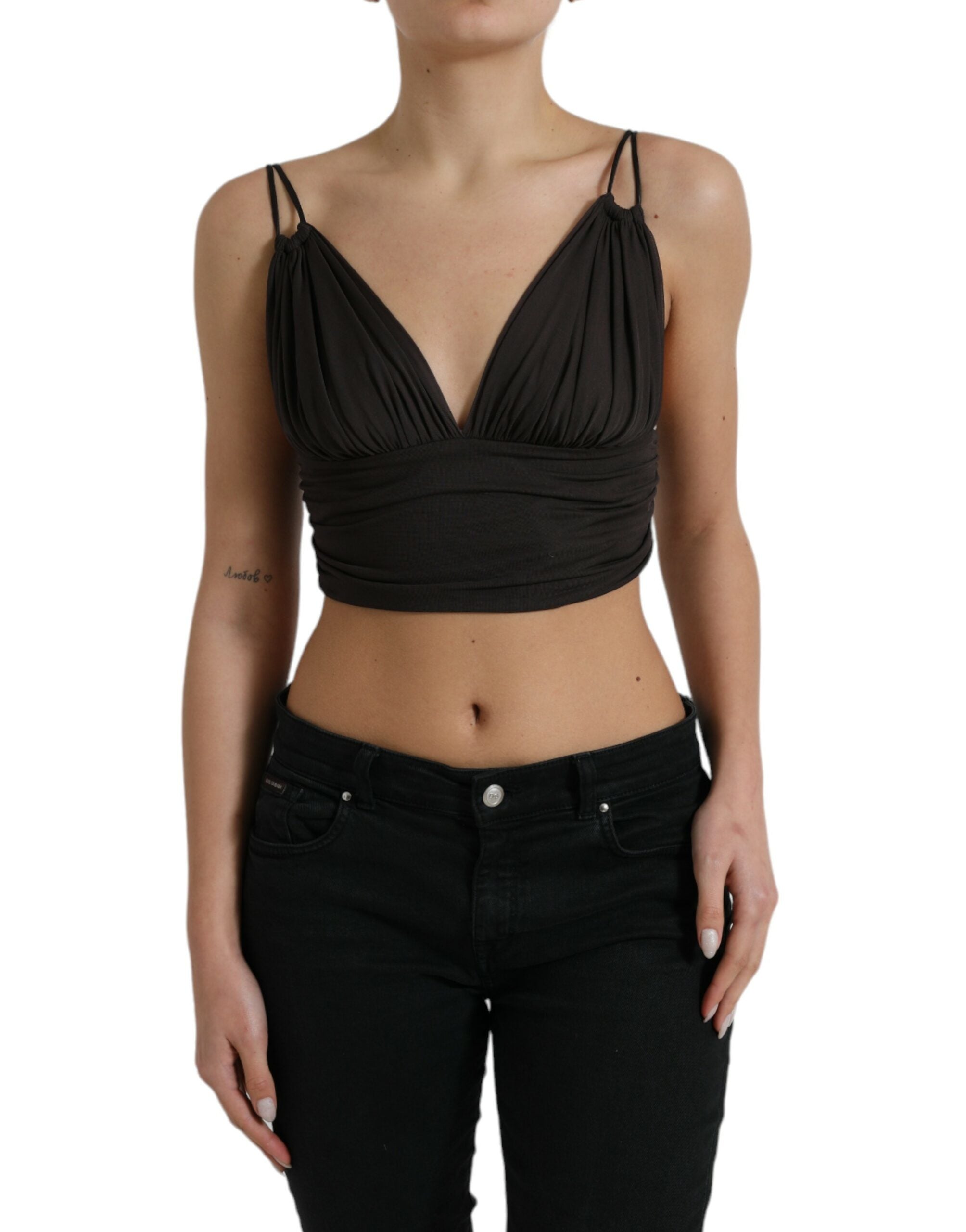 Dolce & Gabbana Braunes Viskose Tank Top mit tiefem V-Ausschnitt