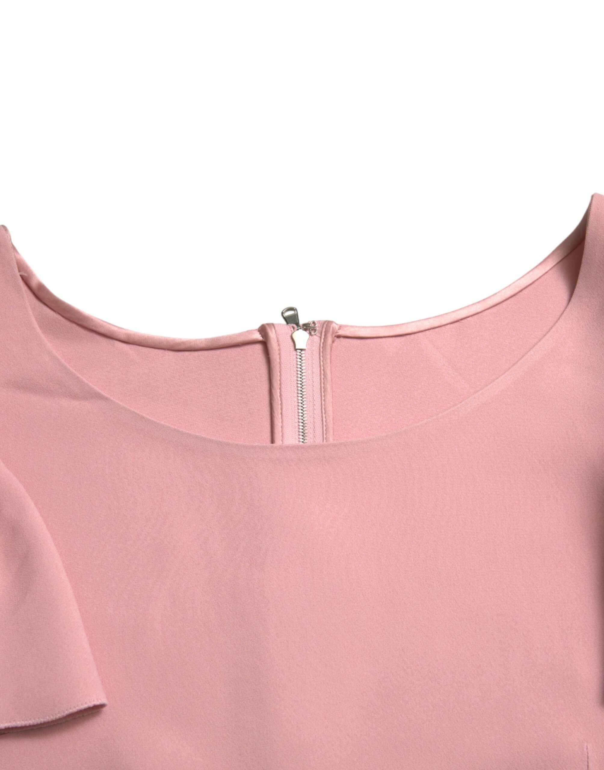 Dolce & Gabbana Rosa Bluse mit Rundhalsausschnitt und kurzen Ärmeln