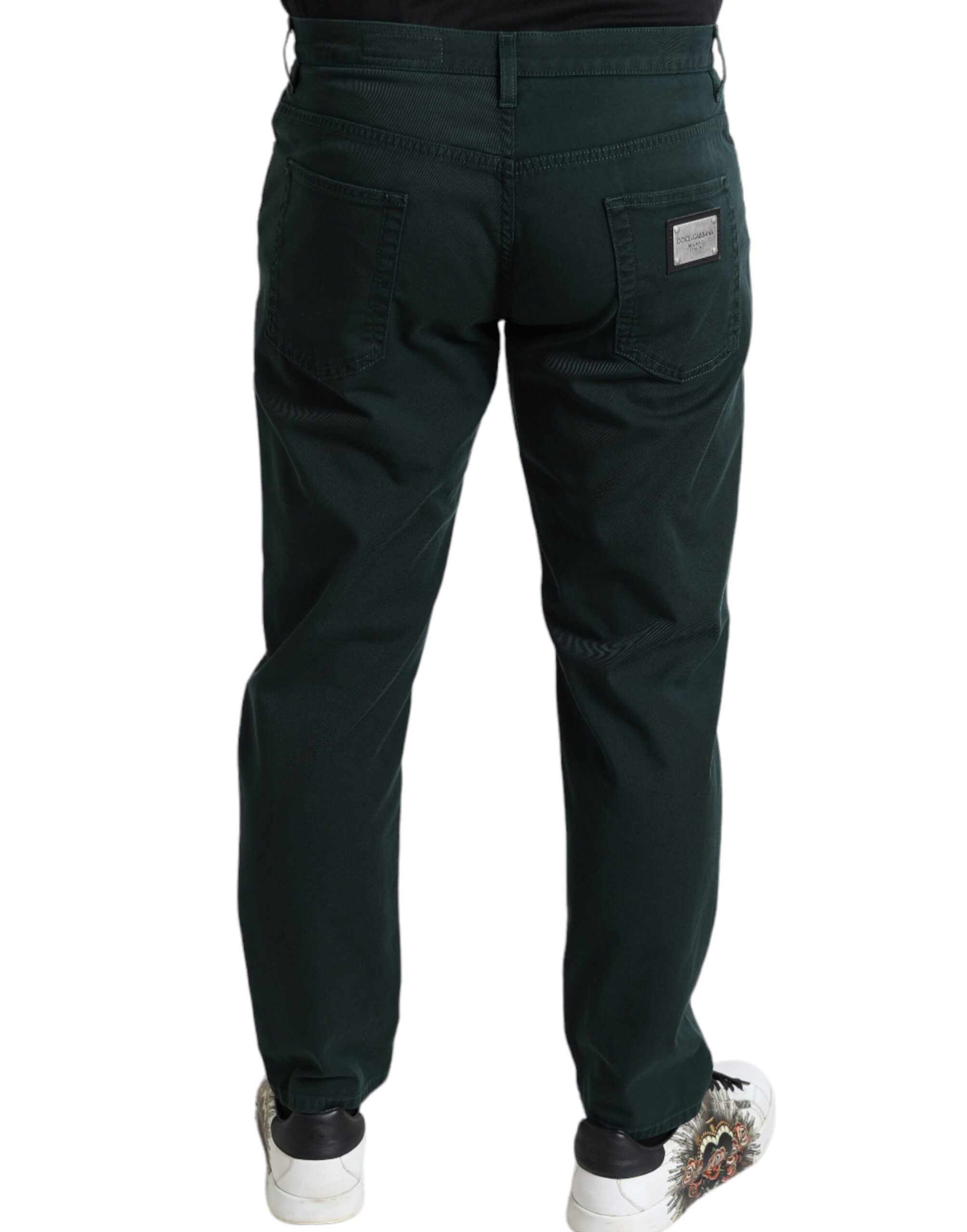Dolce & Gabbana Grüne Baumwoll-Stretch-Skinny-Denim-Jeans für Männer