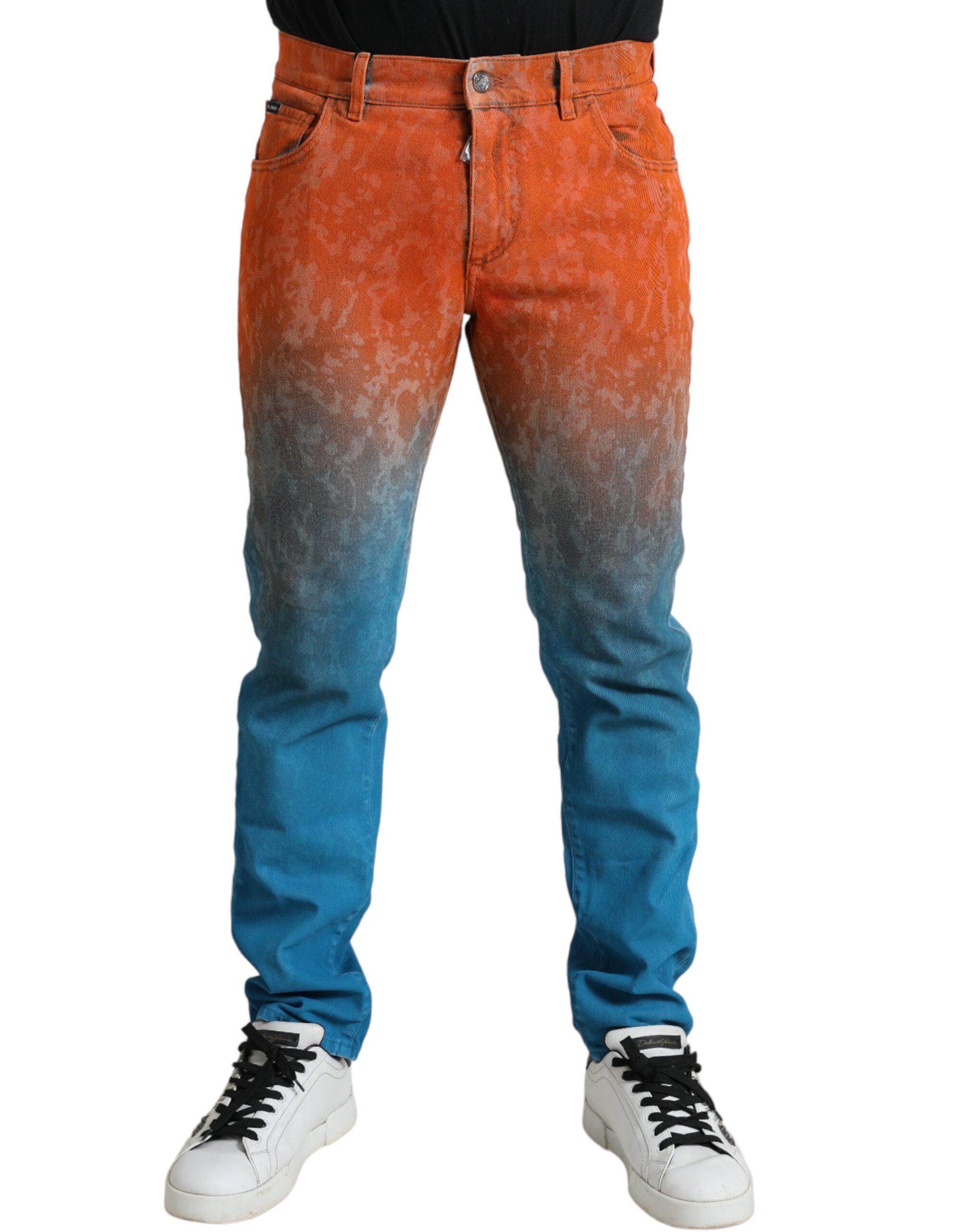 Dolce & Gabbana Multicolor Ombre Baumwolle Slim Fit Denim Jeans