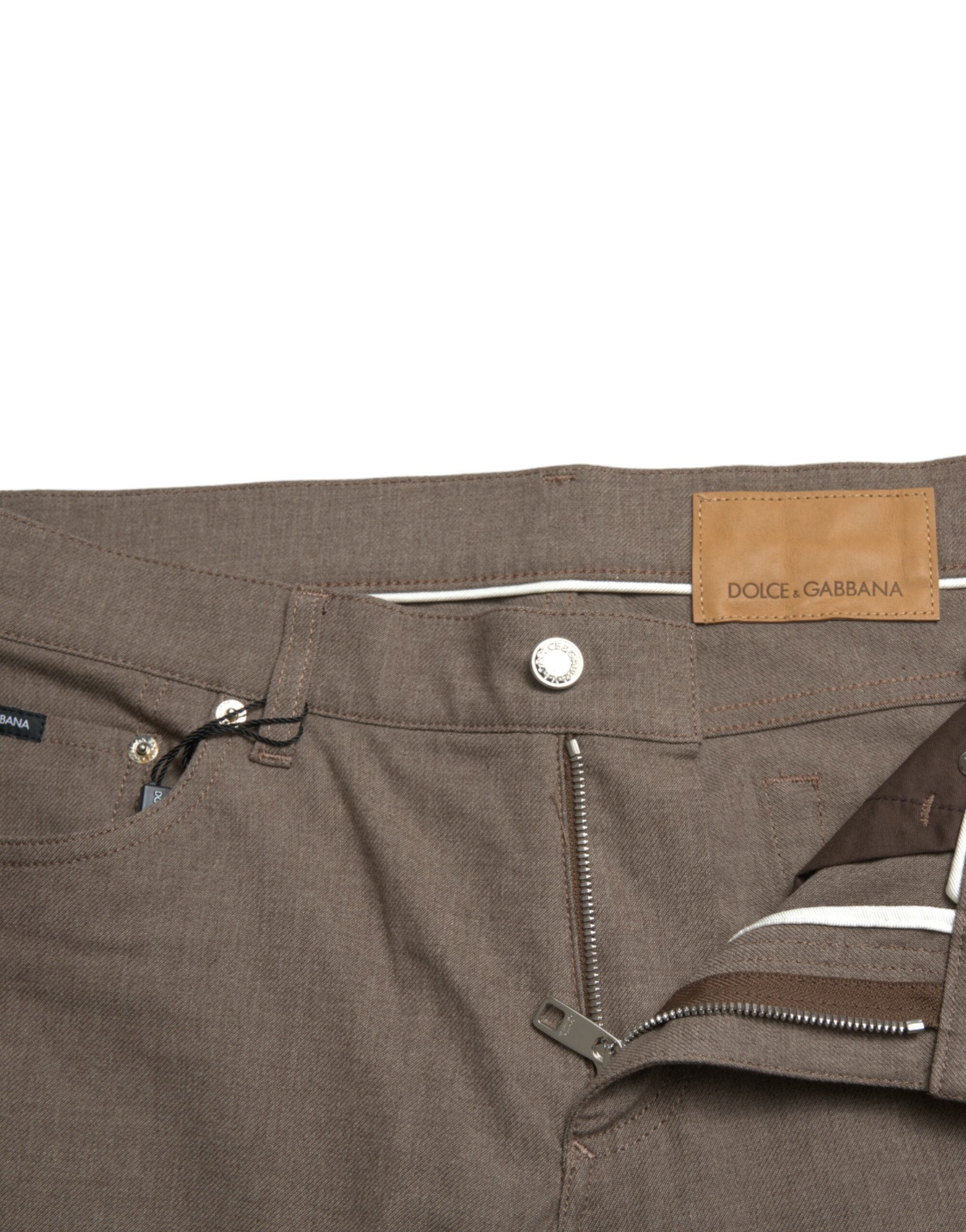 Dolce & Gabbana Braune Baumwoll-Stretch-Skinny-Hose für Männer