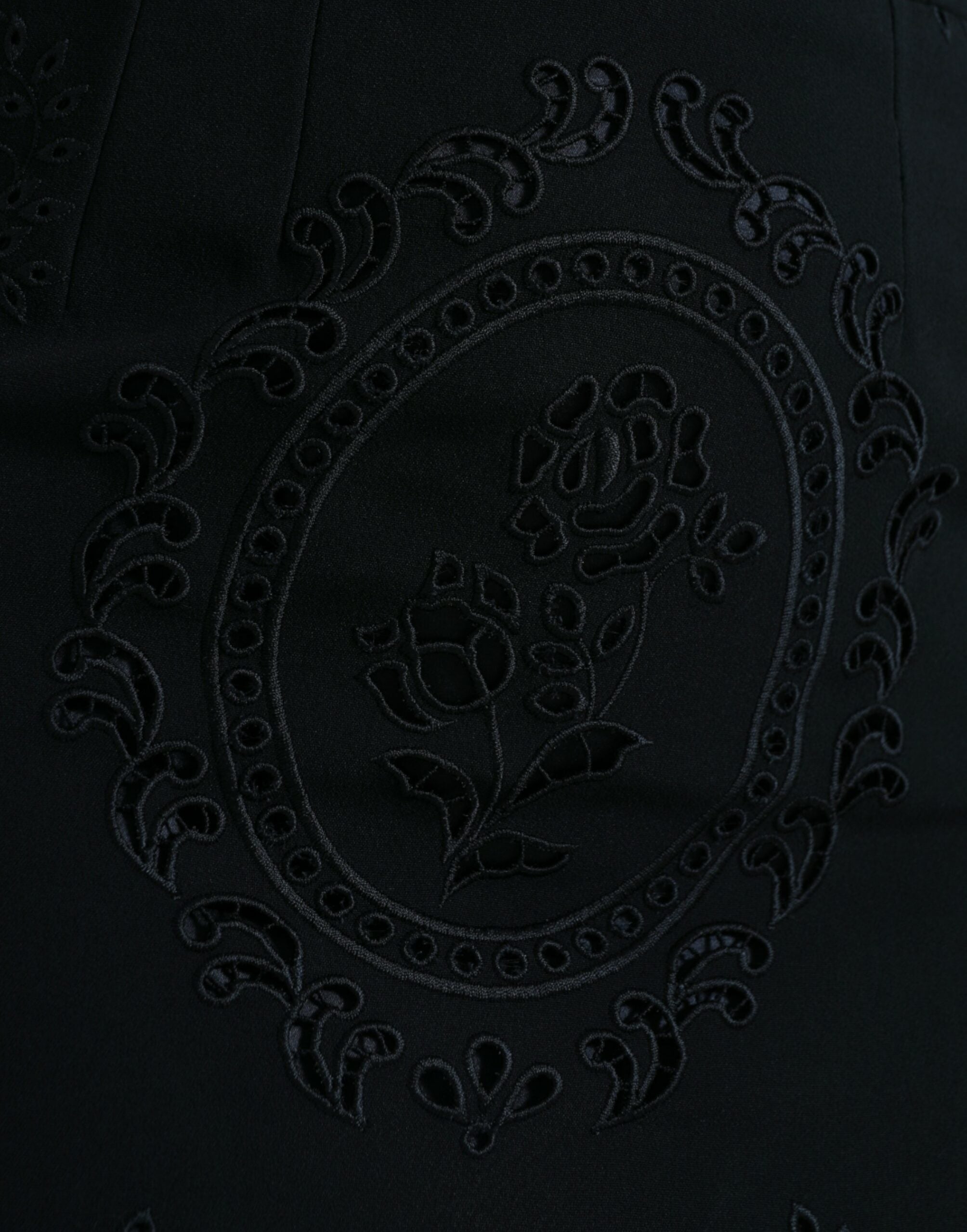 Dolce & Gabbana Schwarzes Viskose-Bodycon-Kleid mit floraler Spitze