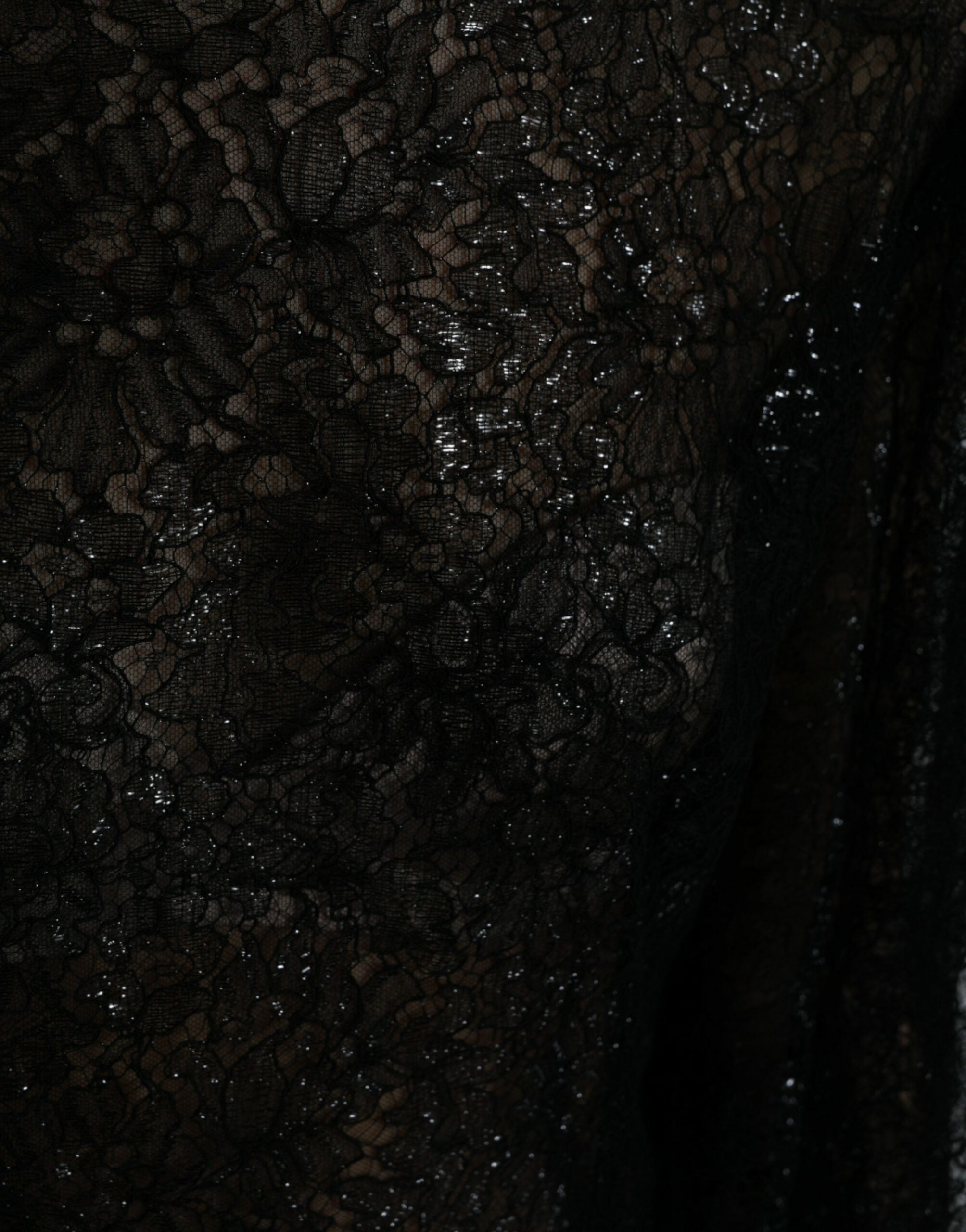Dolce & Gabbana Schwarzes Midikleid mit floraler Spitze in A-Linie