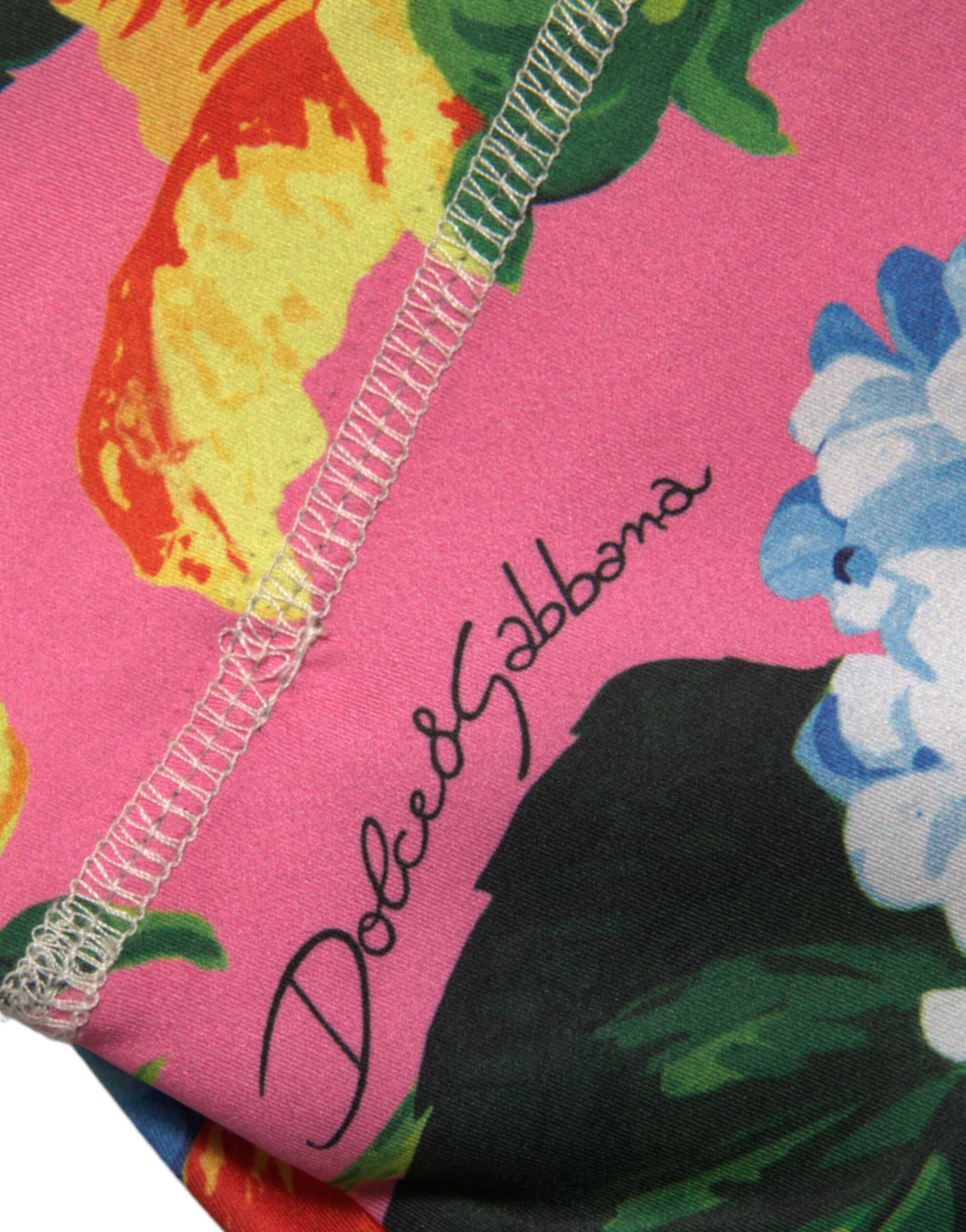 Dolce & Gabbana Multicolor Floral Leggings mit hoher Taille Hose