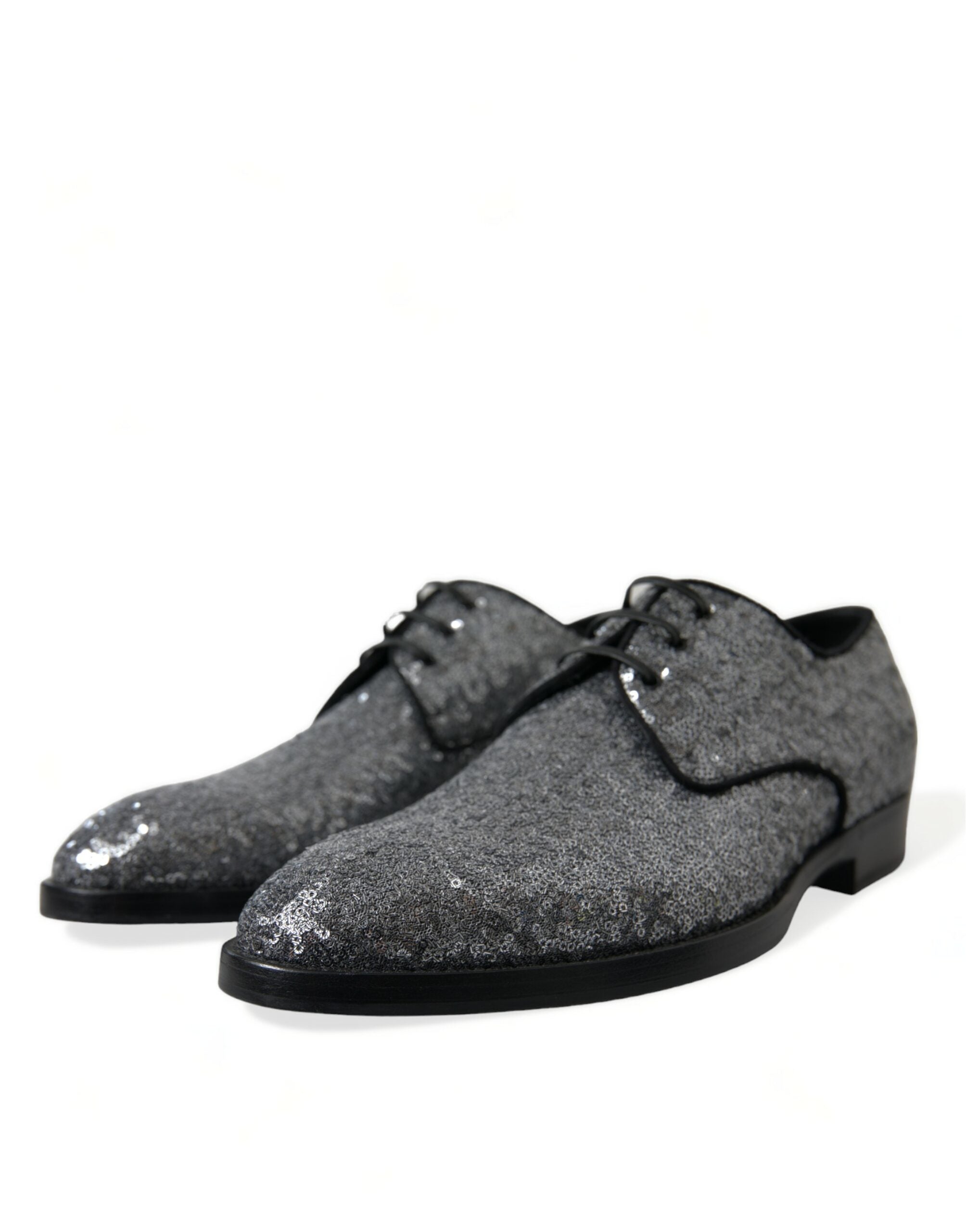 Dolce & Gabbana Silberne Pailletten-Schnürschuhe für Herren
