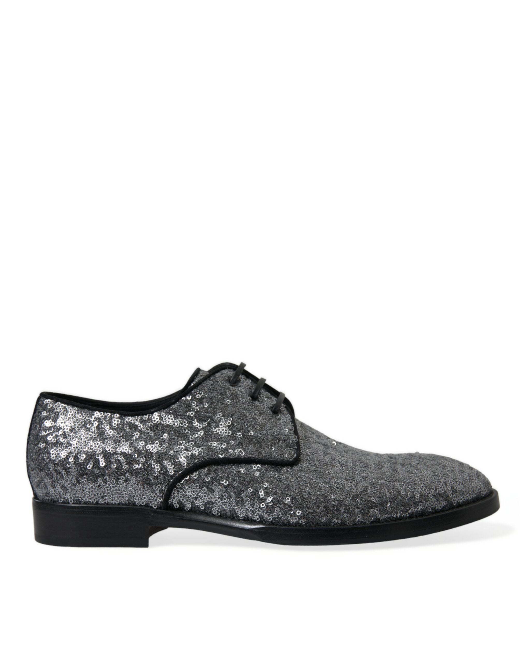 Dolce & Gabbana Silberne Pailletten-Schnürschuhe für Herren