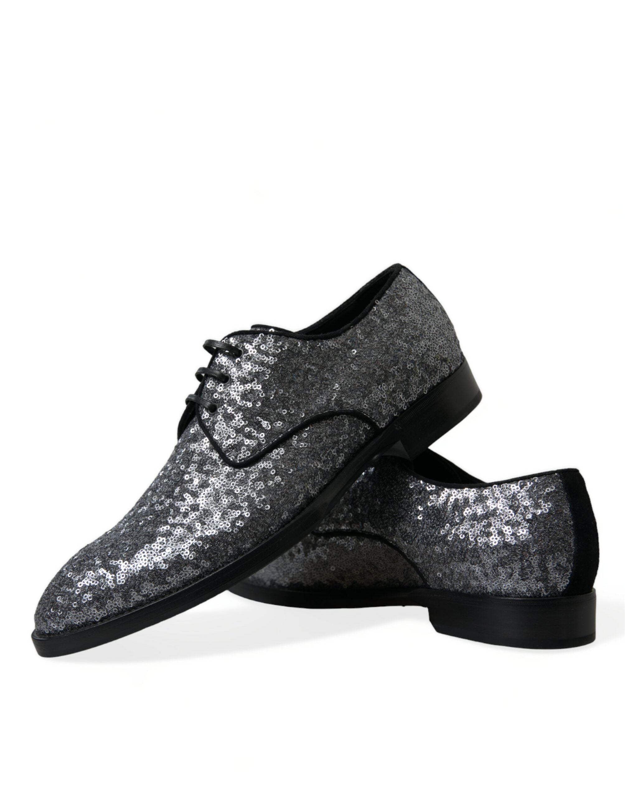 Dolce & Gabbana Silberne Pailletten-Schnürschuhe für Herren