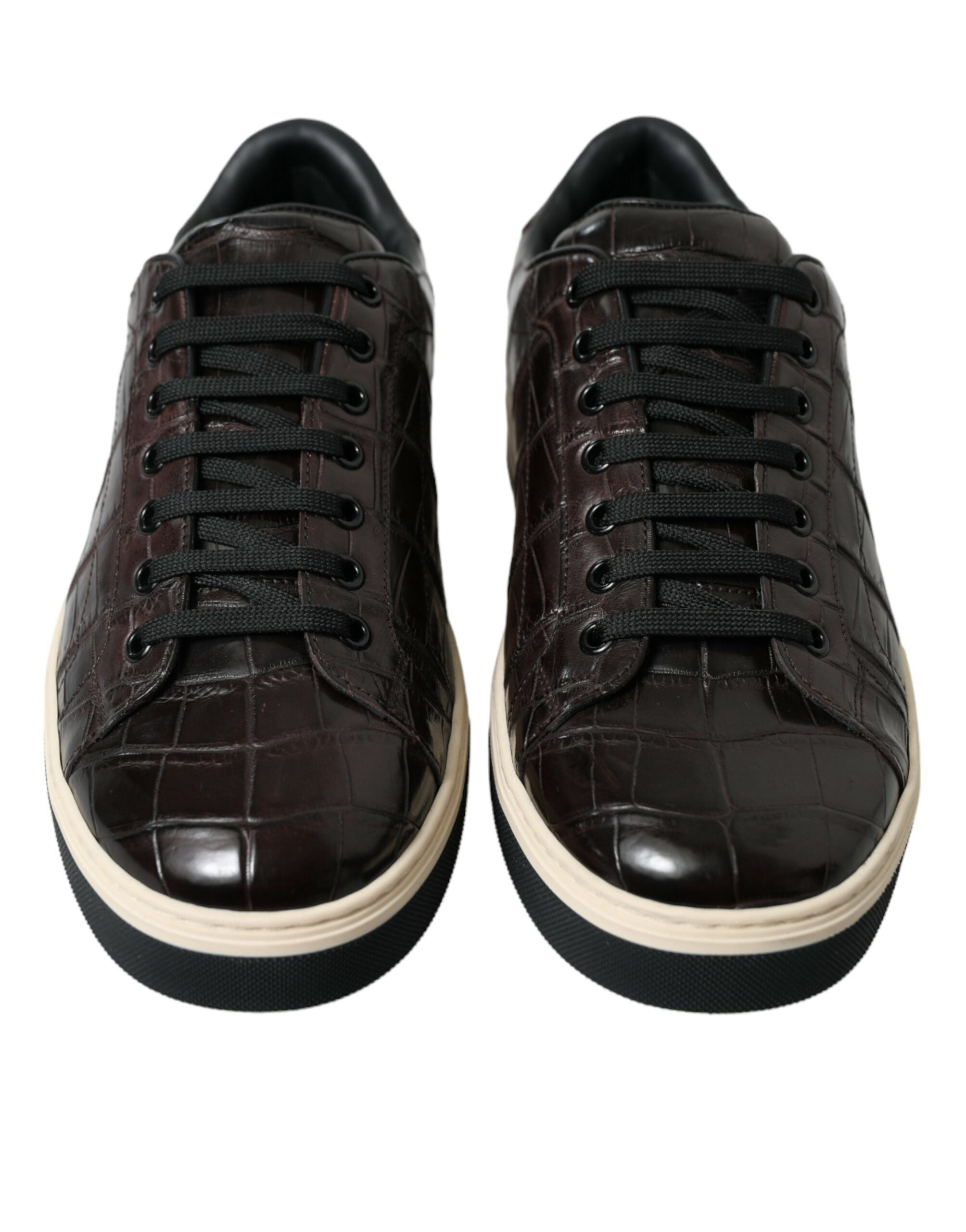 Dolce & Gabbana Braun Kroko Exotische Leder Männer Casual Turnschuhe Schuhe