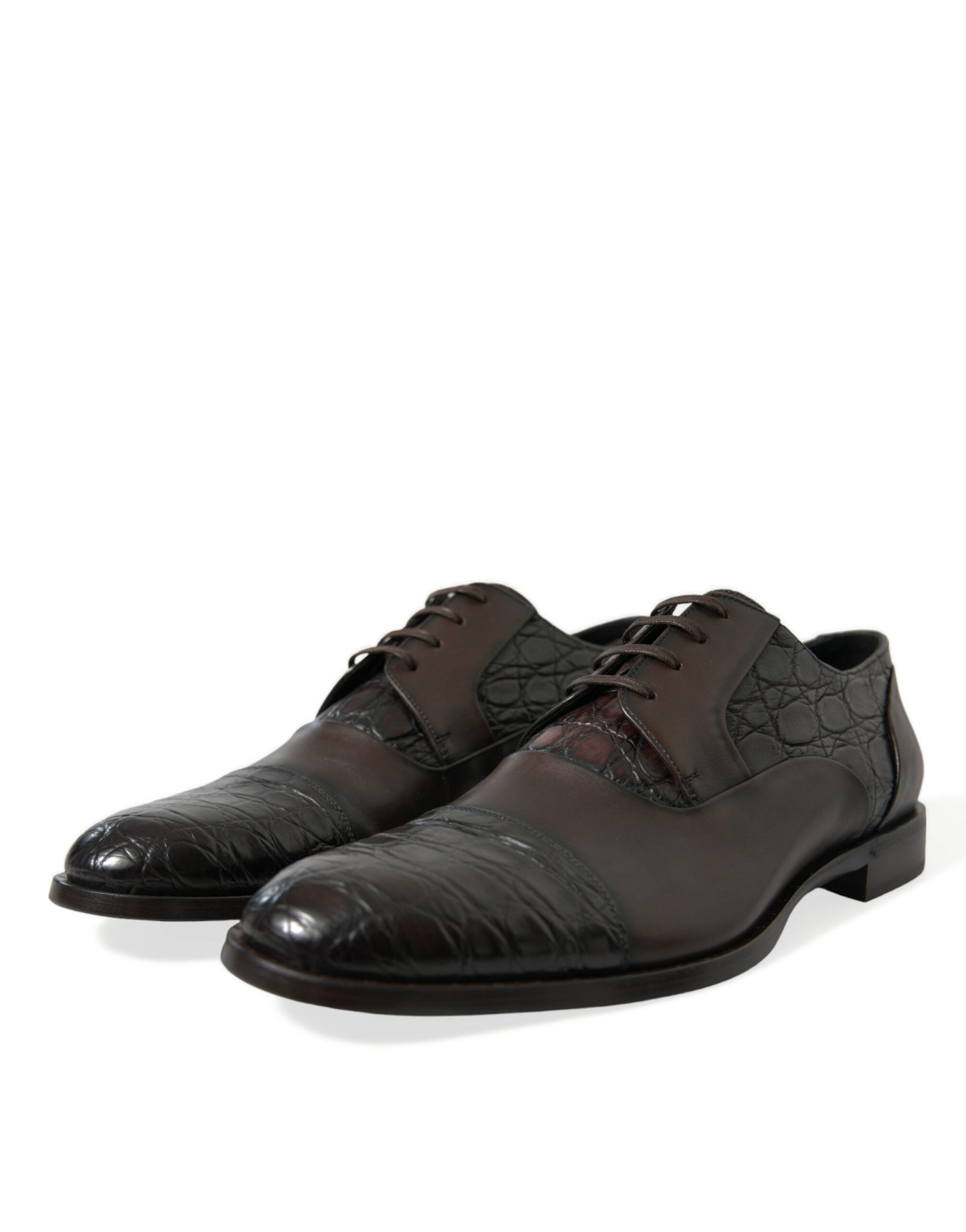 Dolce & Gabbana Braunes Exotisches Leder Formelle Herren Anzugschuhe