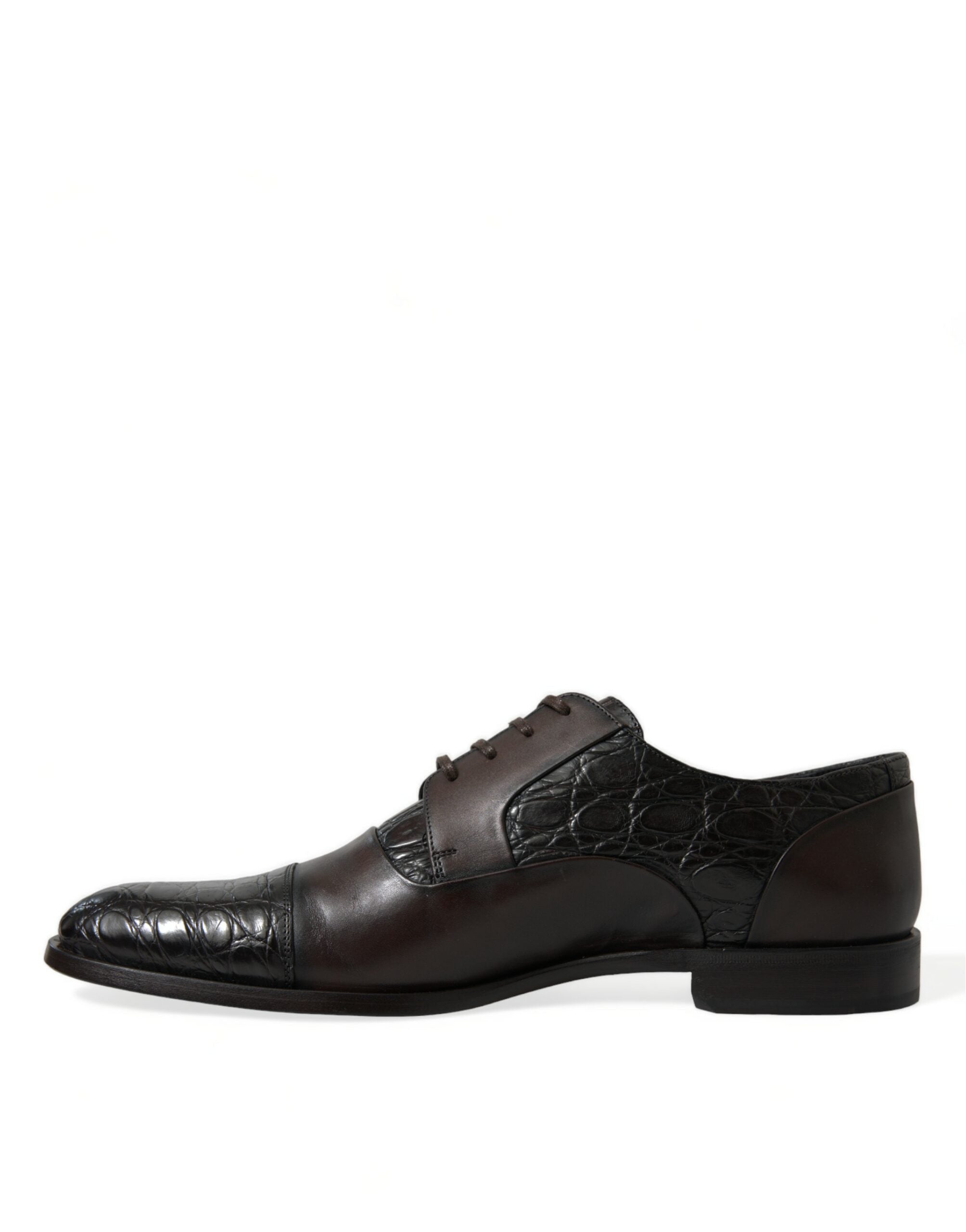 Dolce & Gabbana Braunes Exotisches Leder Formelle Herren Anzugschuhe