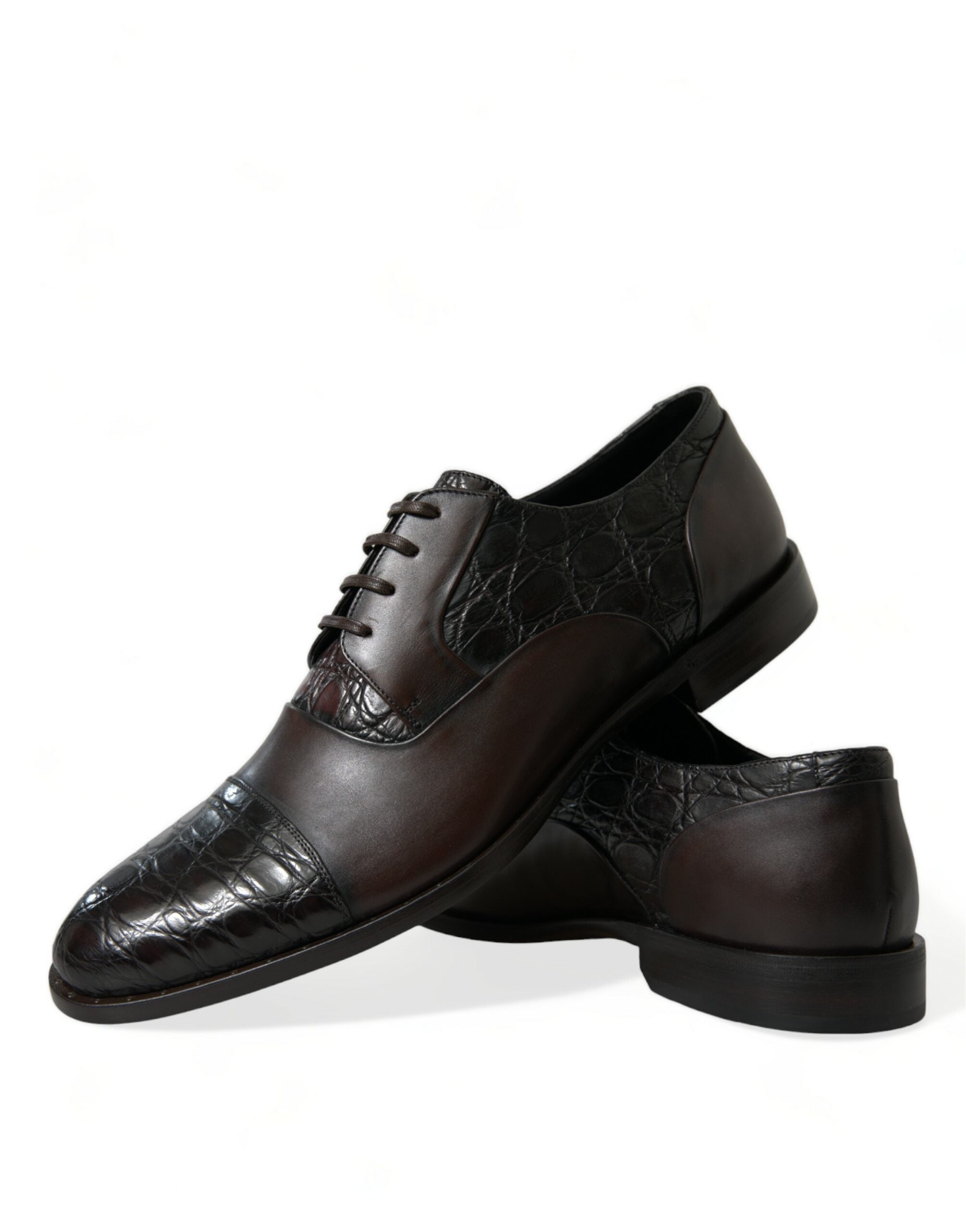 Dolce & Gabbana Braunes Exotisches Leder Formelle Herren Anzugschuhe